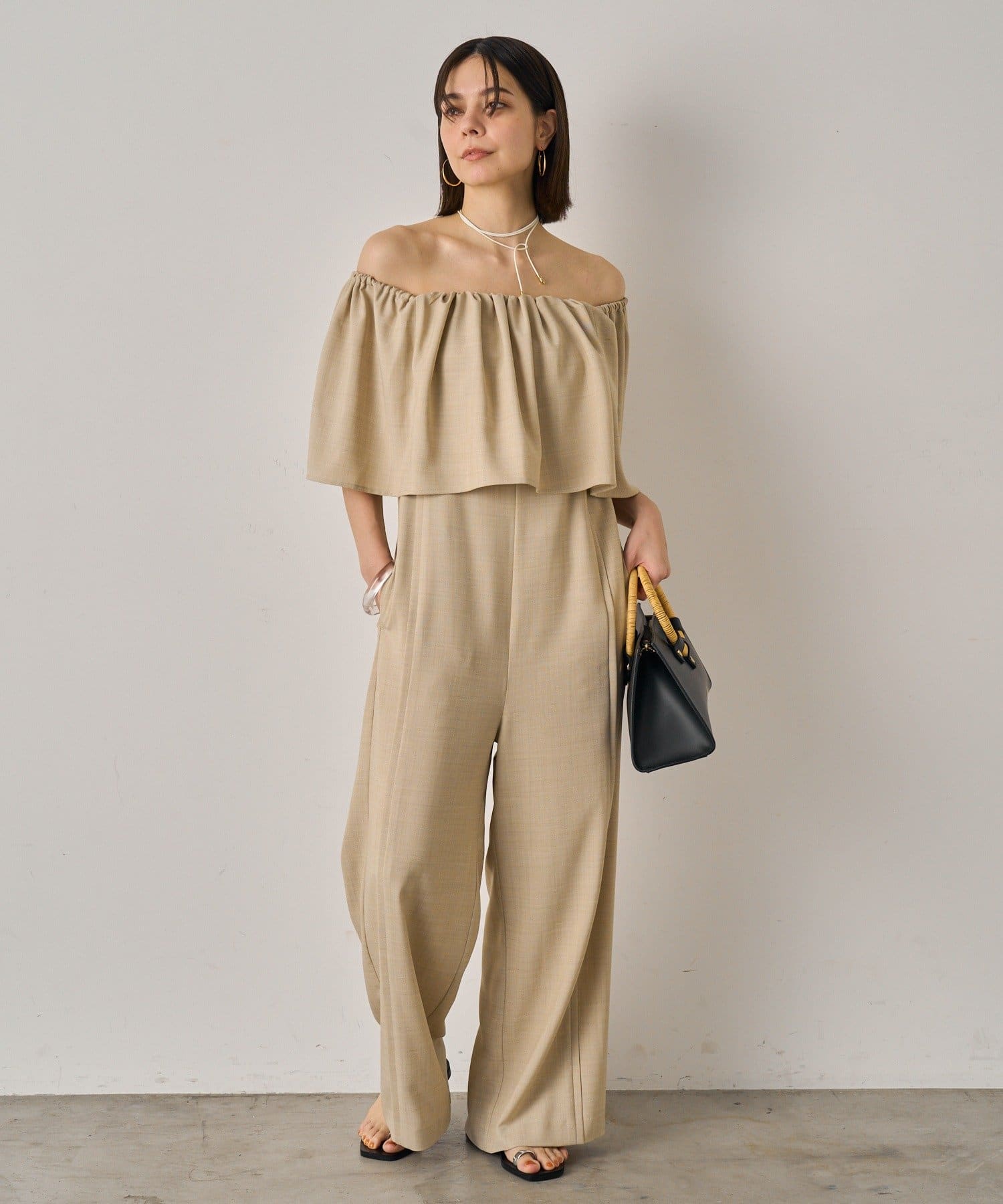 OUTLET(アウトレット) 【Loungedress】オフショルオールインワン