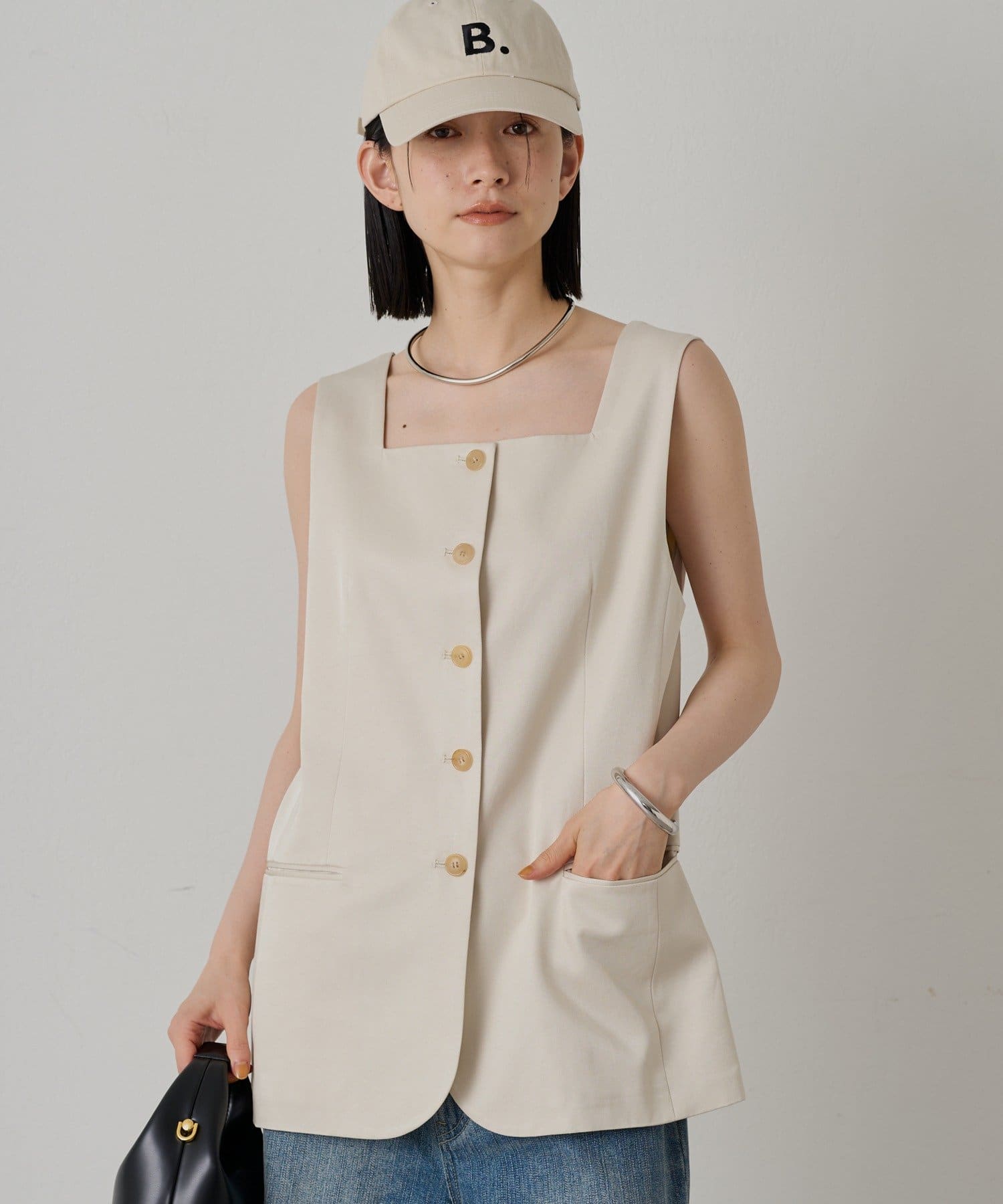 OUTLET(アウトレット) 【Loungedress】スクエアネックベスト