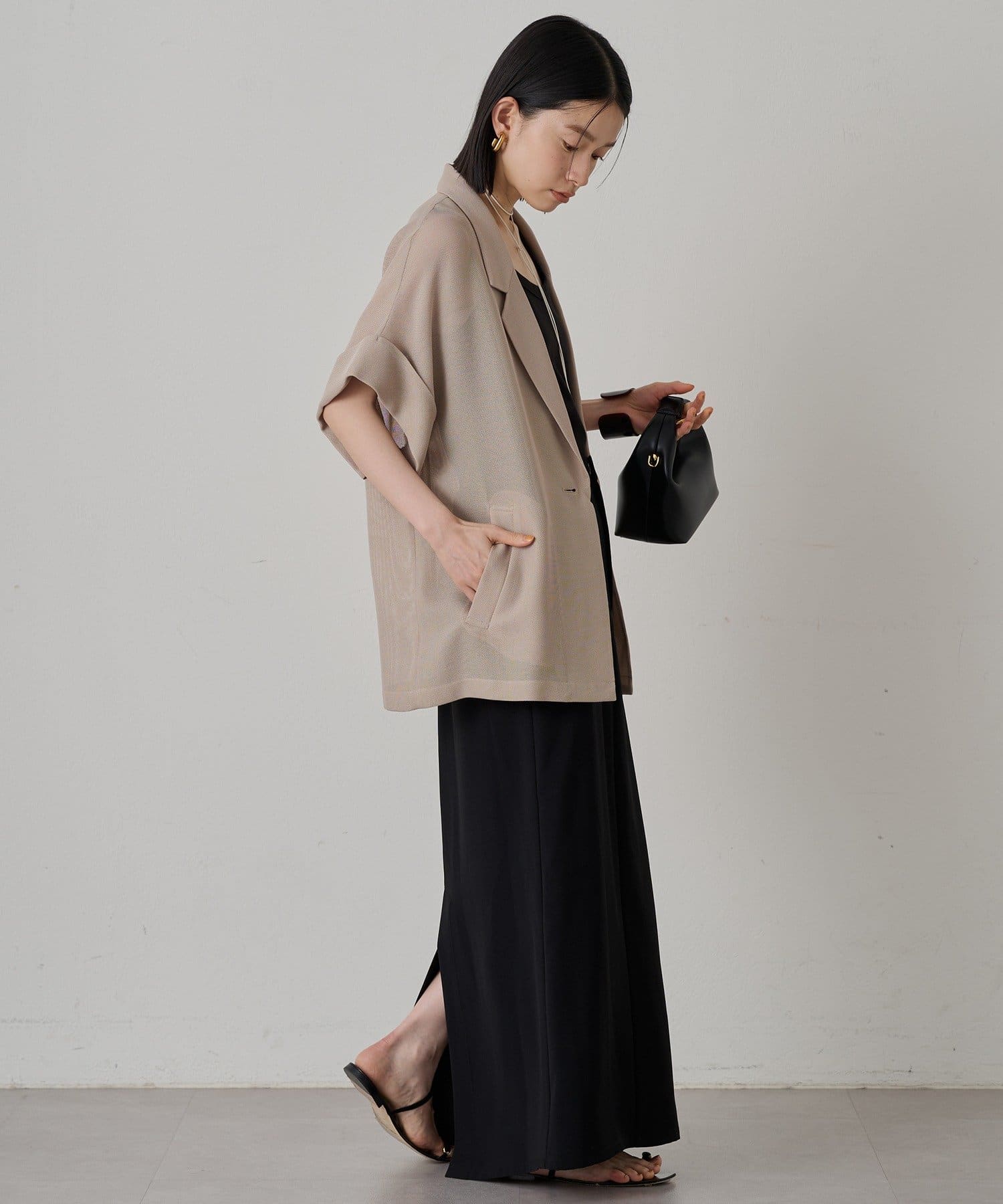 新品　Loungedress　メッシュハーフスリーブジャケット　ラウンジドレス Loungedress】メッシュハーフスリーブジャケット | OUTLET