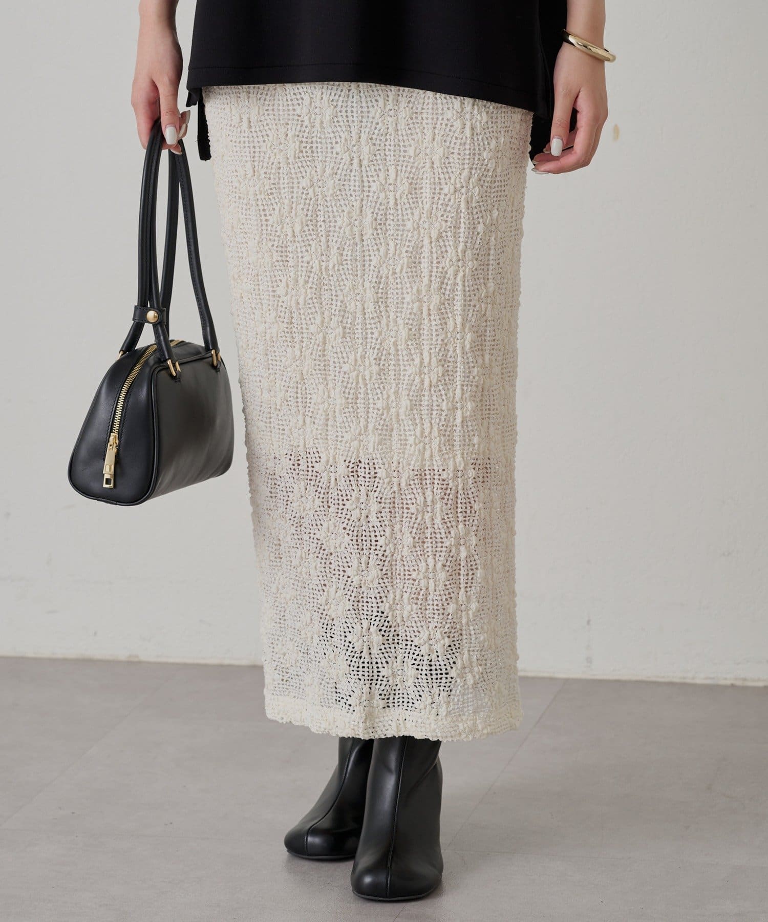 OUTLET(アウトレット) 【Loungedress】カットレーススカート