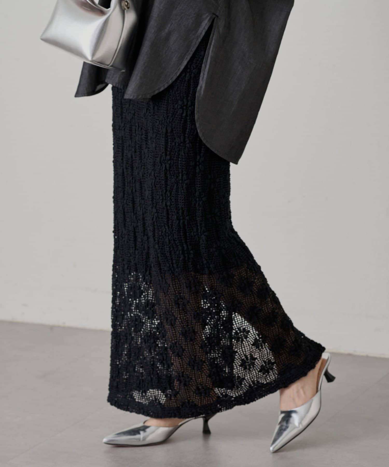 OUTLET(アウトレット) 【Loungedress】カットレーススカート