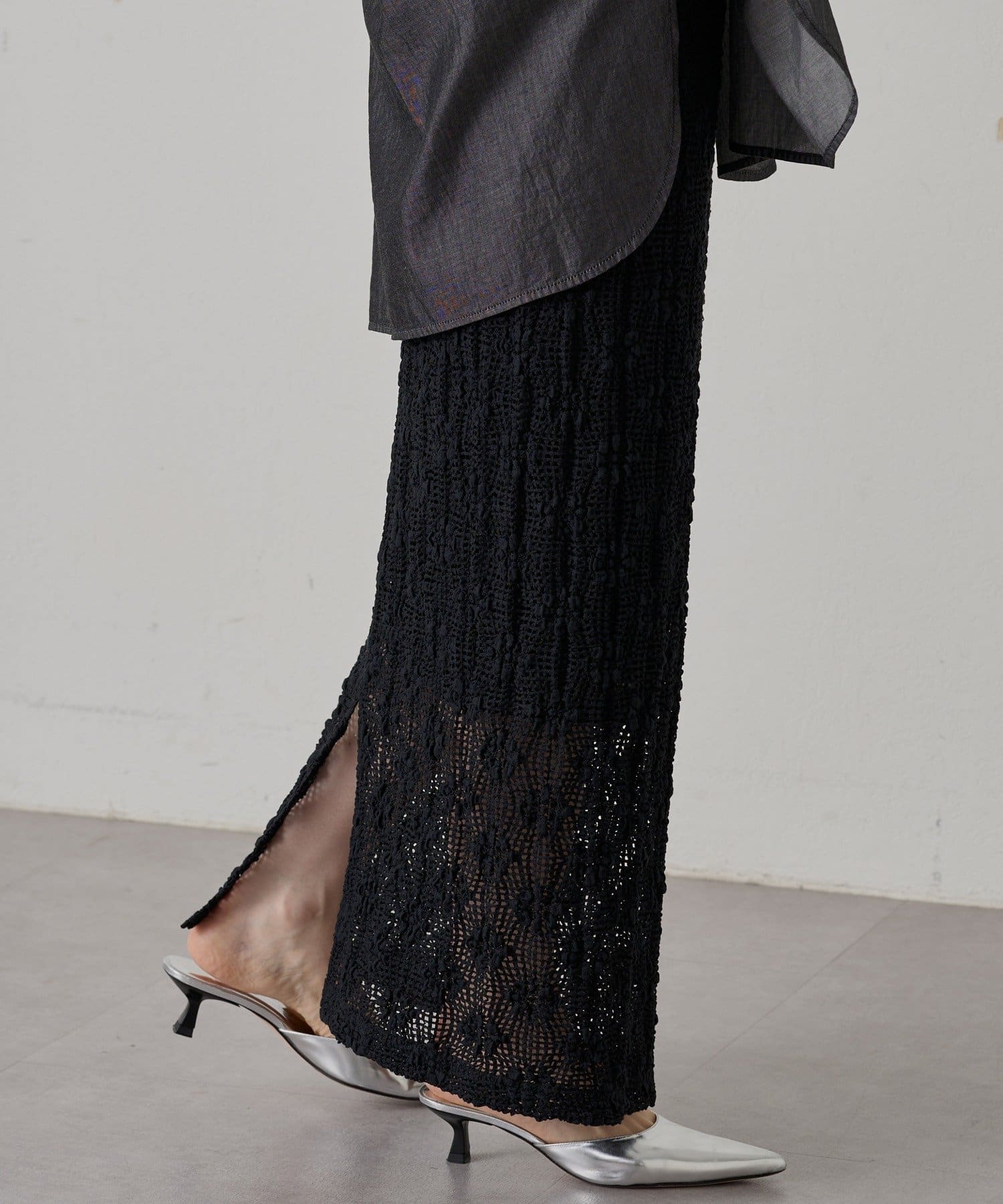 OUTLET(アウトレット) 【Loungedress】カットレーススカート