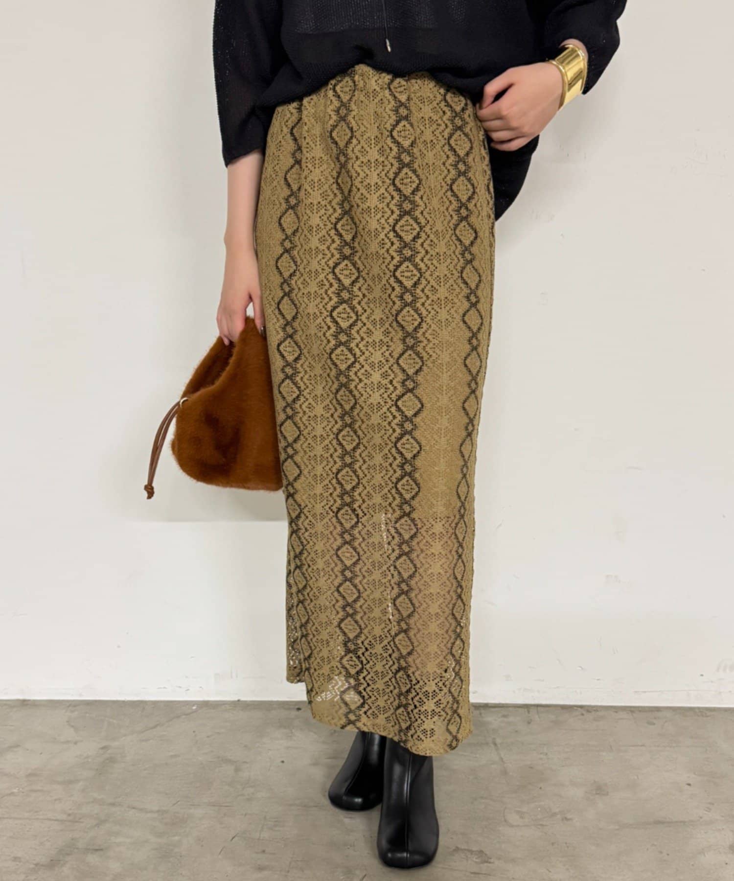 OUTLET(アウトレット) 【Loungedress】レースタイトスカート