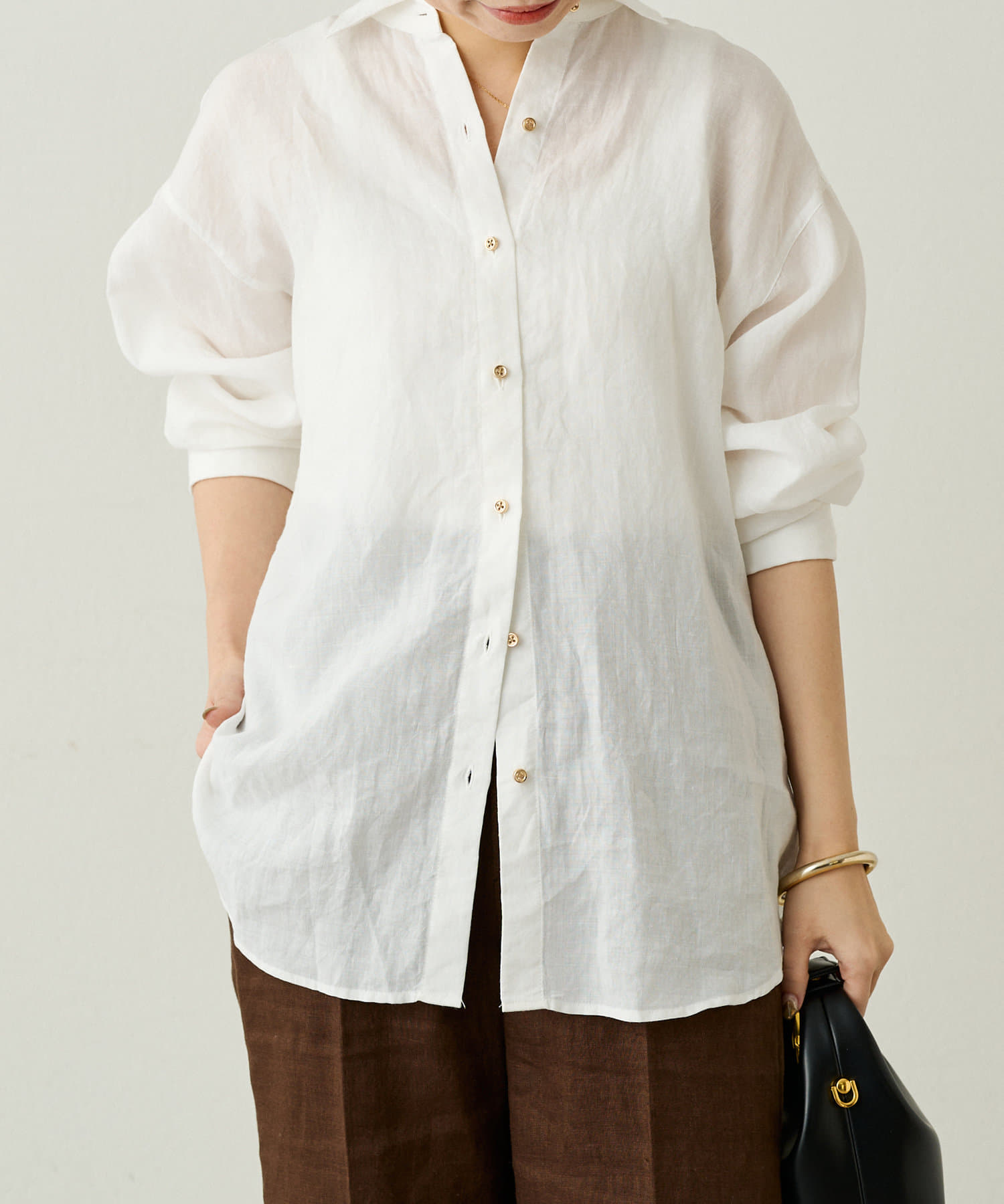 OUTLET(アウトレット) 【Loungedress】リネンバックタイシャツ