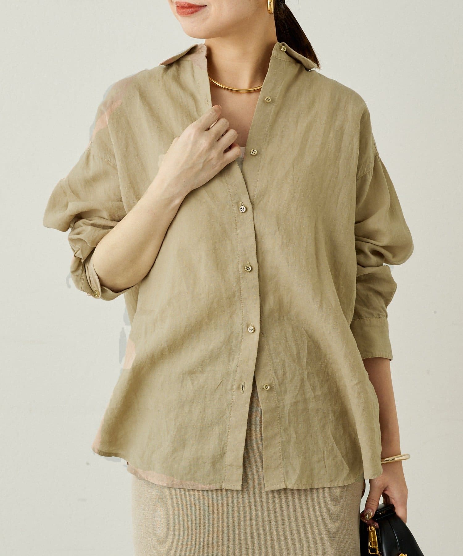 OUTLET(アウトレット) 【Loungedress】リネンバックタイシャツ