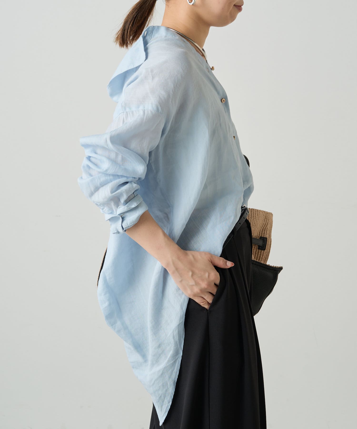 OUTLET(アウトレット) 【Loungedress】リネンバックタイシャツ