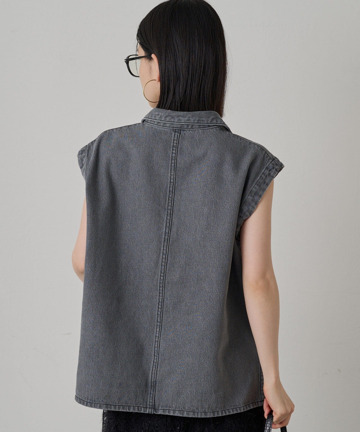 OUTLET(アウトレット) 【Loungedress】デニムフレンチスキッパーブラウス