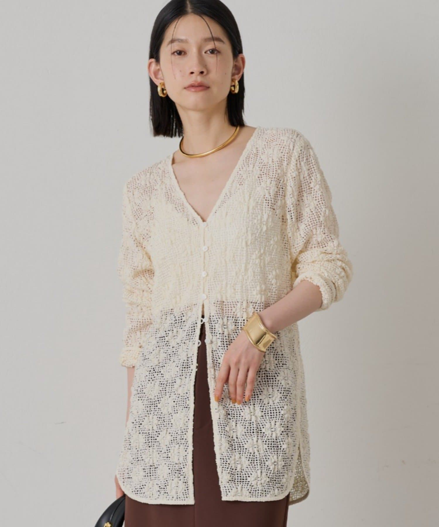 OUTLET(アウトレット) 【Loungedress】カットレースVブラウス