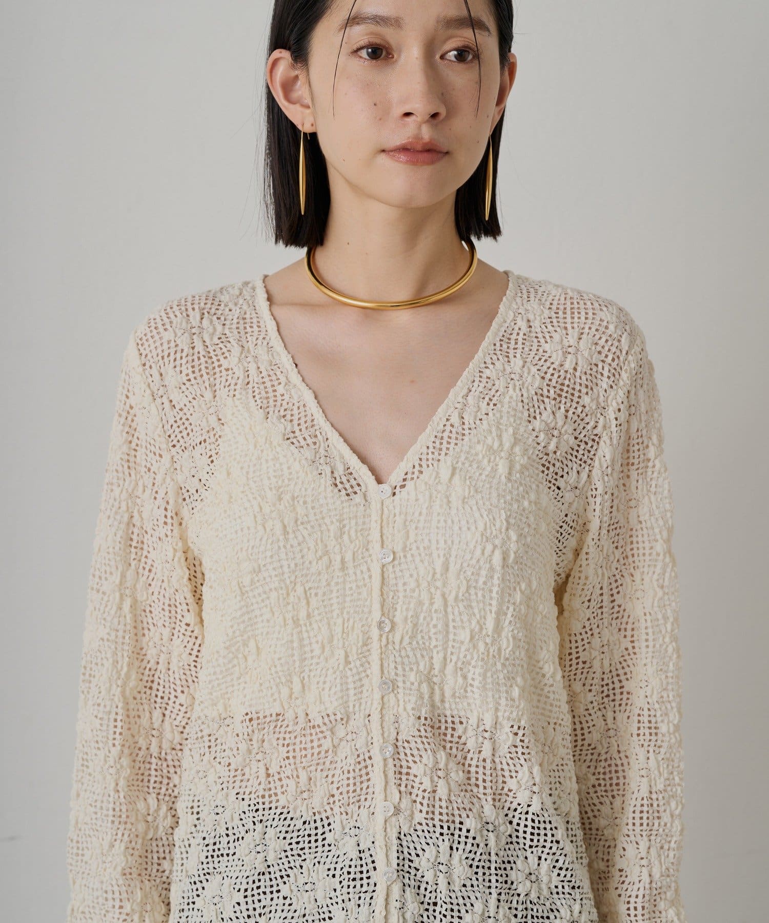 OUTLET(アウトレット) 【Loungedress】カットレースVブラウス