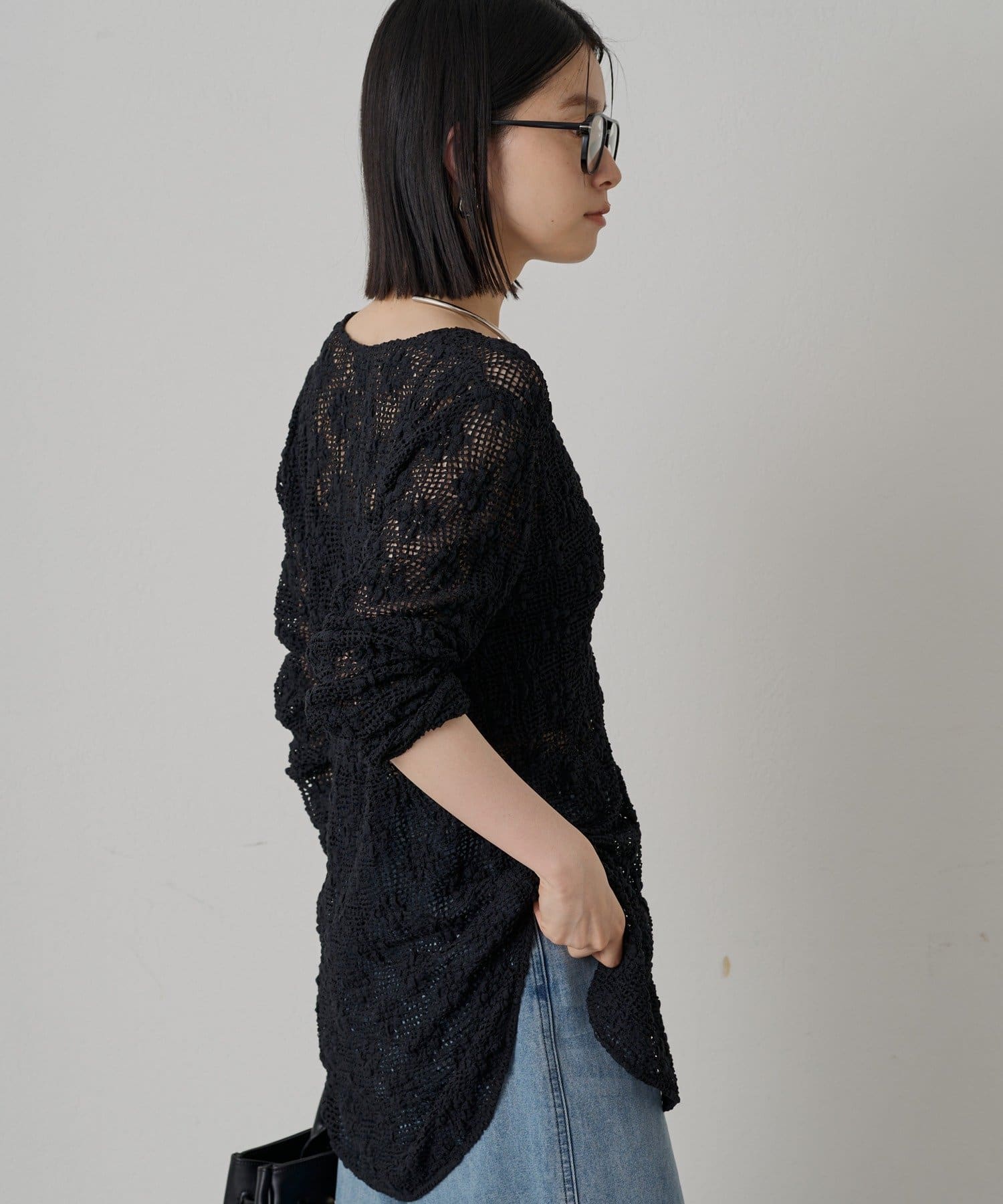 OUTLET(アウトレット) 【Loungedress】カットレースVブラウス