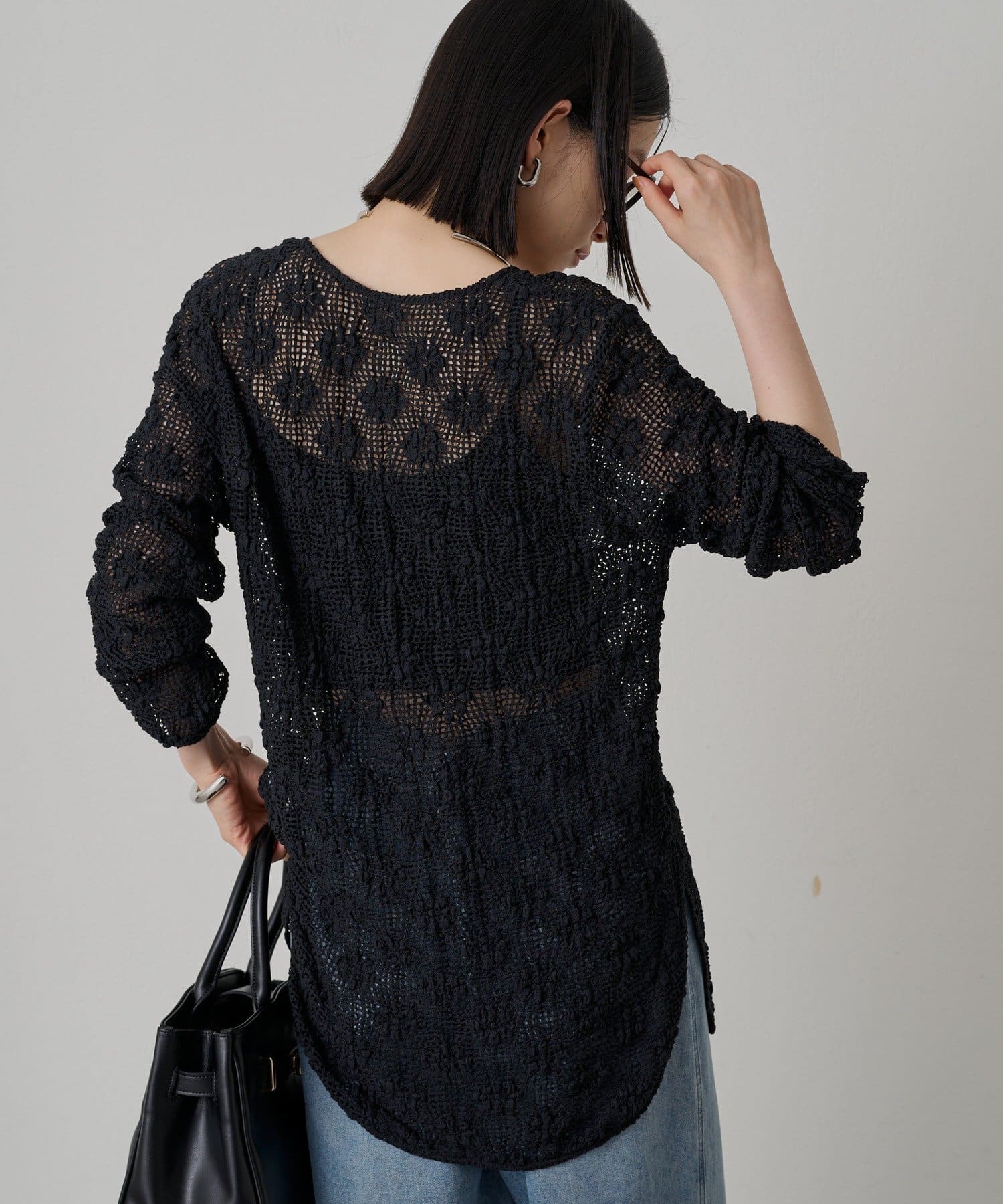 OUTLET(アウトレット) 【Loungedress】カットレースVブラウス