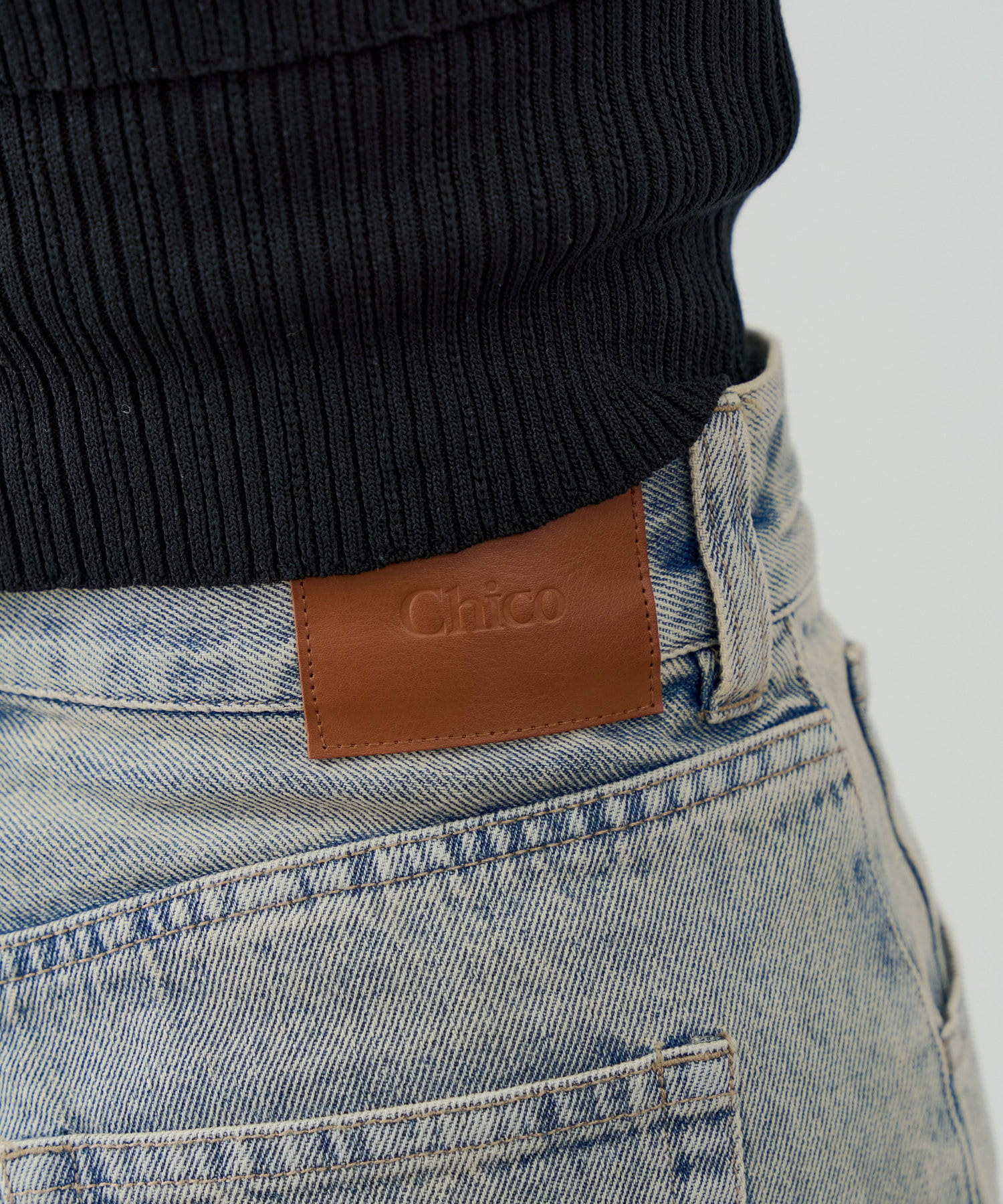 OUTLET(アウトレット) 【Chico】ポケット刺繍タイトフレアデニム