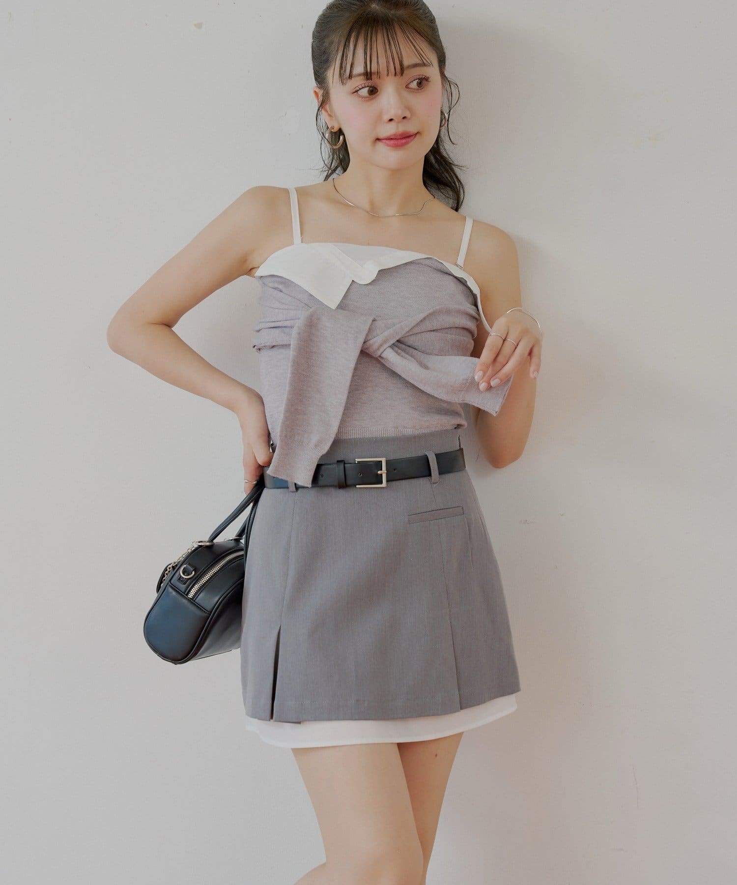 OUTLET(アウトレット) 【Chico】レイヤードデザインプリーツミニスカート