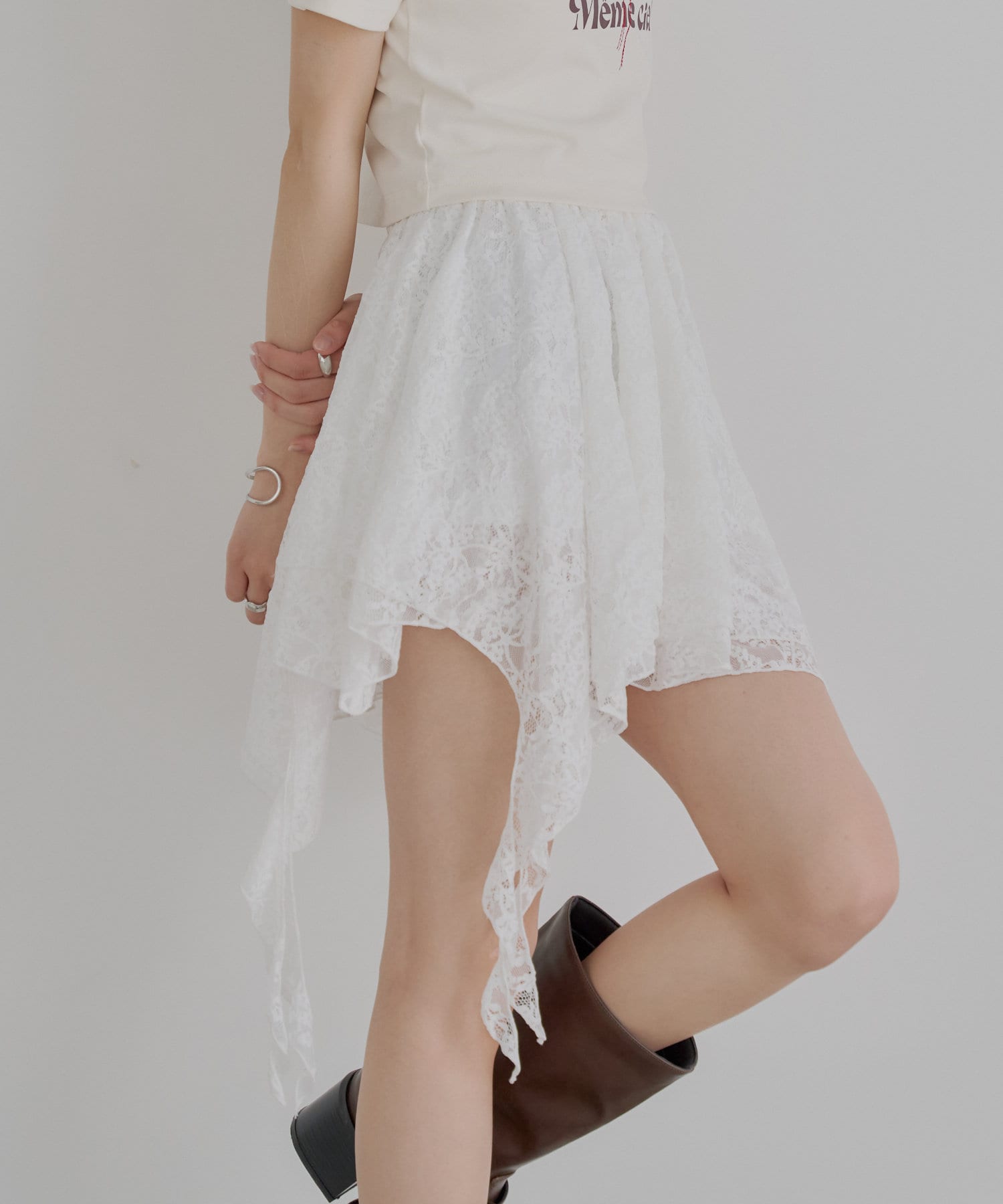 OUTLET(アウトレット) 【Chico】アシメフリルレースミニスカート