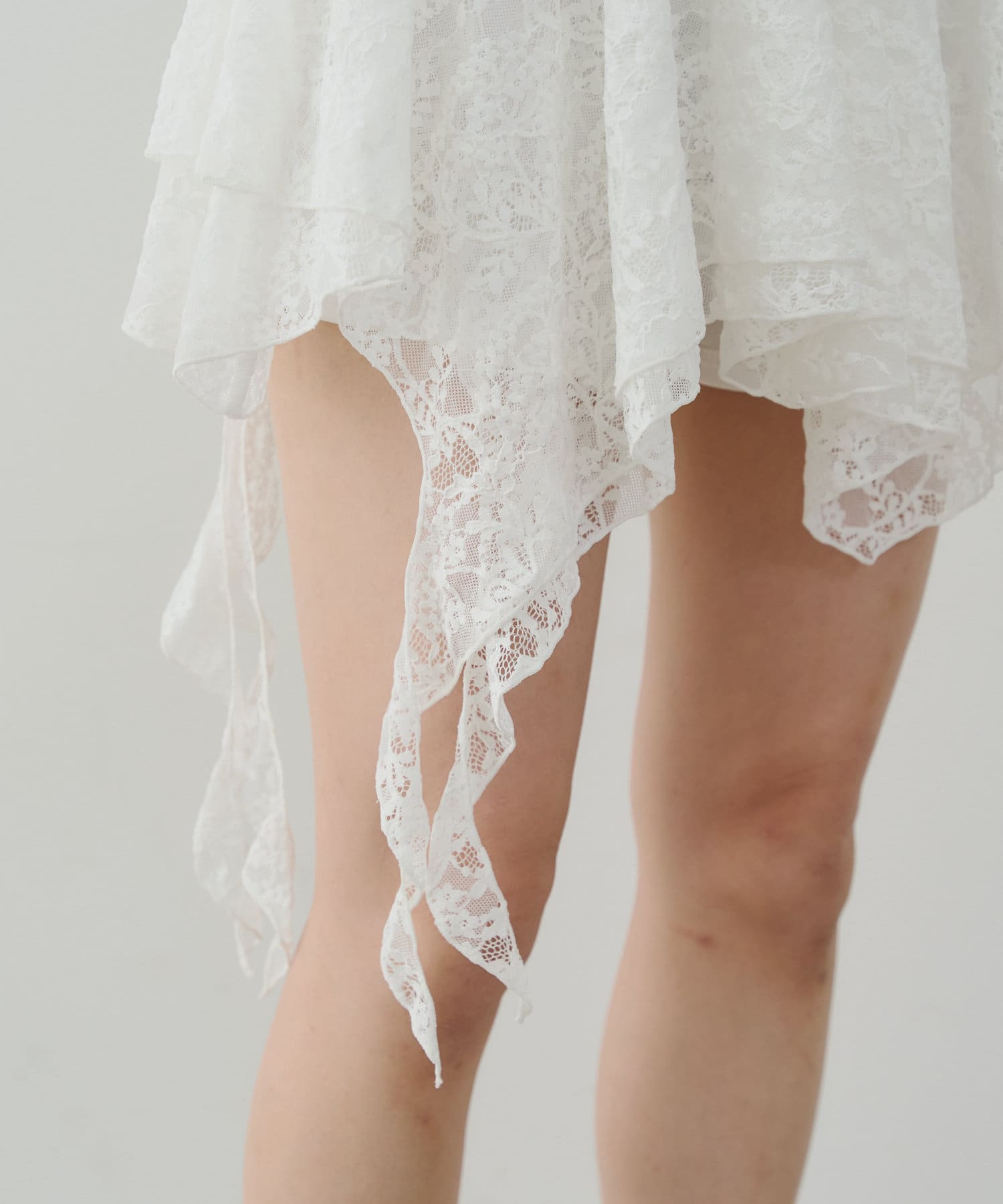 OUTLET(アウトレット) 【Chico】アシメフリルレースミニスカート