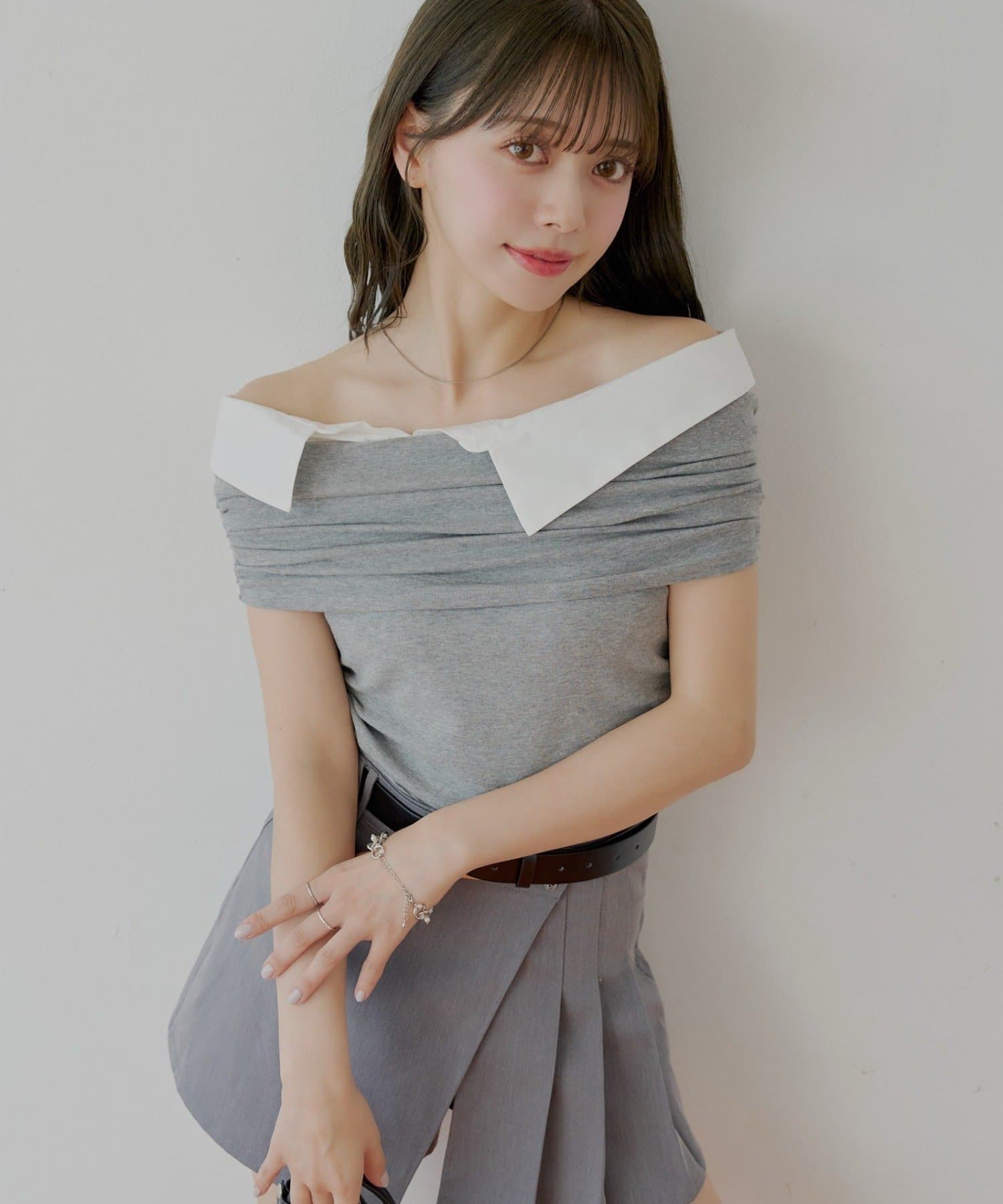 OUTLET(アウトレット) 【Chico】シャツレイヤードデザイントップス