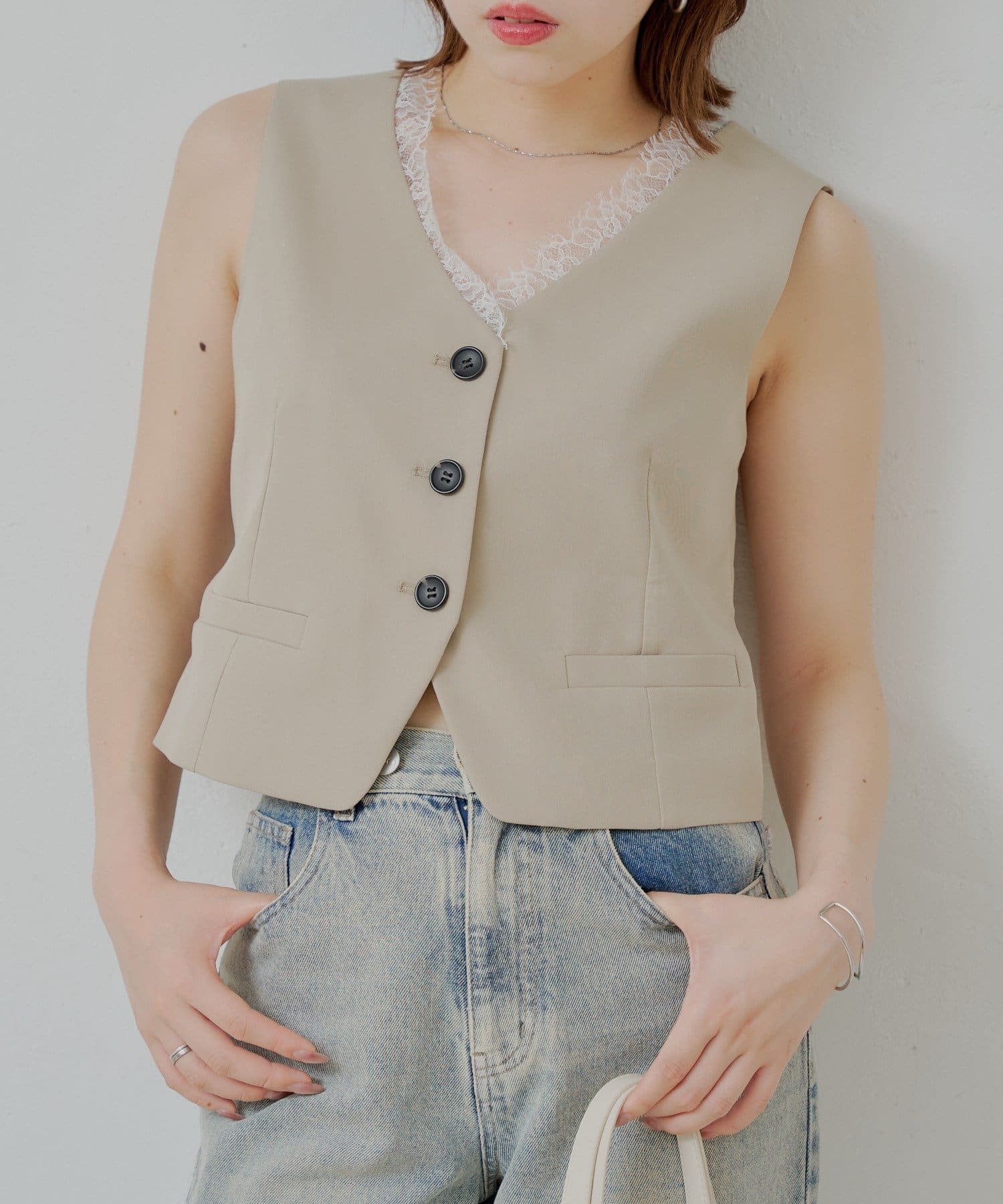 OUTLET(アウトレット) 【Chico】スーツノースリベスト