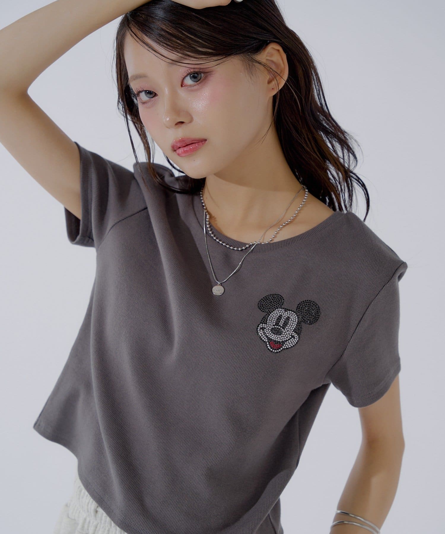 OUTLET(アウトレット) 【Chico】ミッキーラインストーンチビT