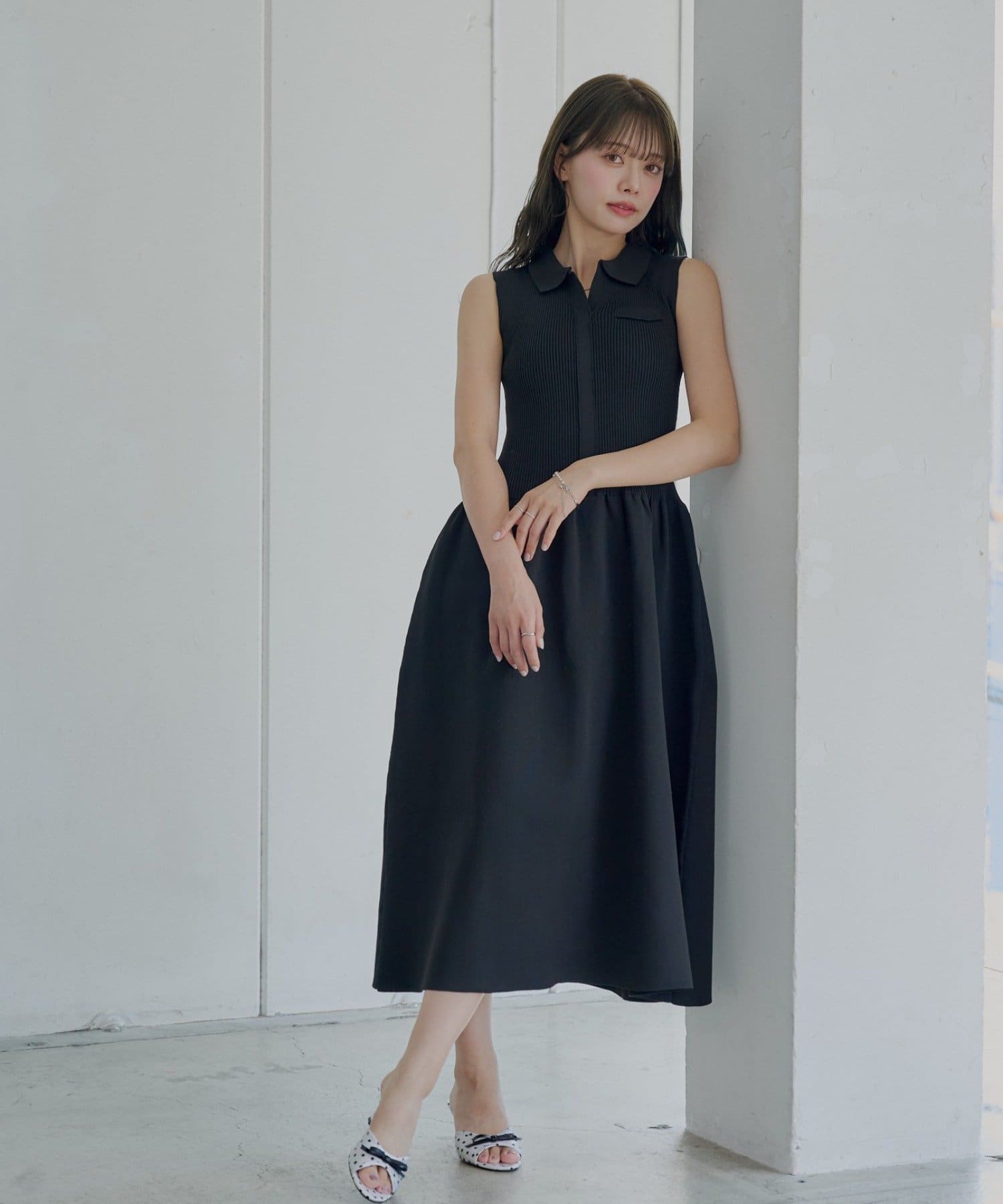 Chico】襟付ドッキングフレアワンピース | OUTLET(アウトレット