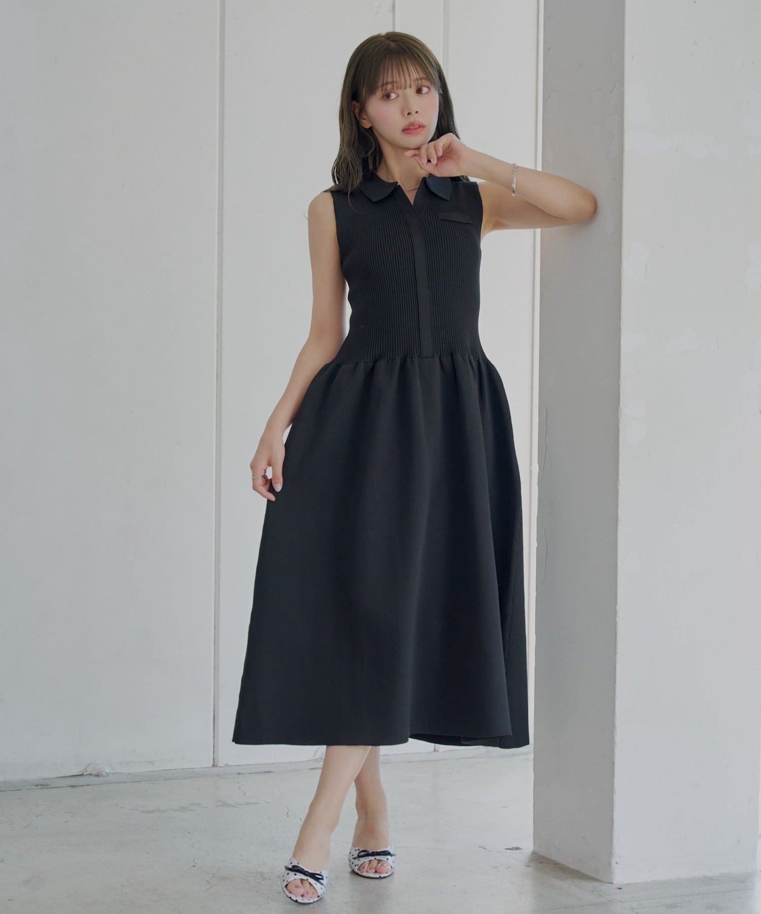 Chico】襟付ドッキングフレアワンピース | OUTLET(アウトレット