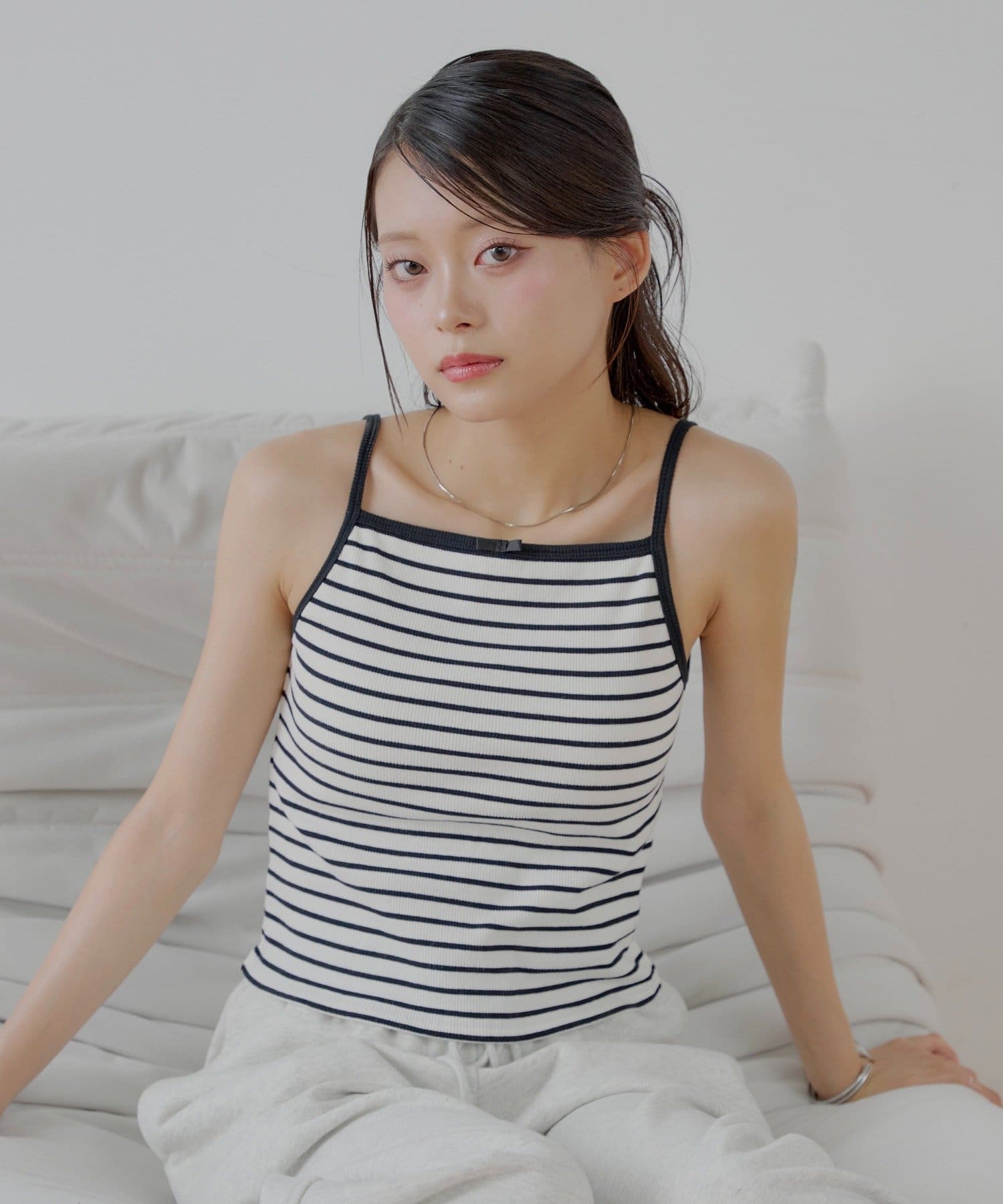 OUTLET(アウトレット) 【Chico】カップ付アメスリ配色キャミ