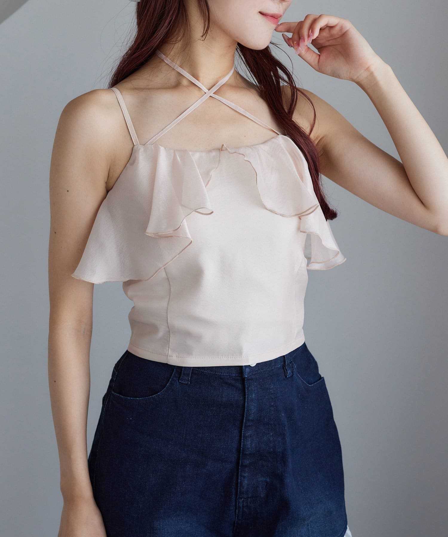 NICE CLAUP / OLIVE des OLIVE OUTLET(ナイスクラップ  / オリーブ デ オリーブ アウトレット) 【one after another】首クロスビスチェ