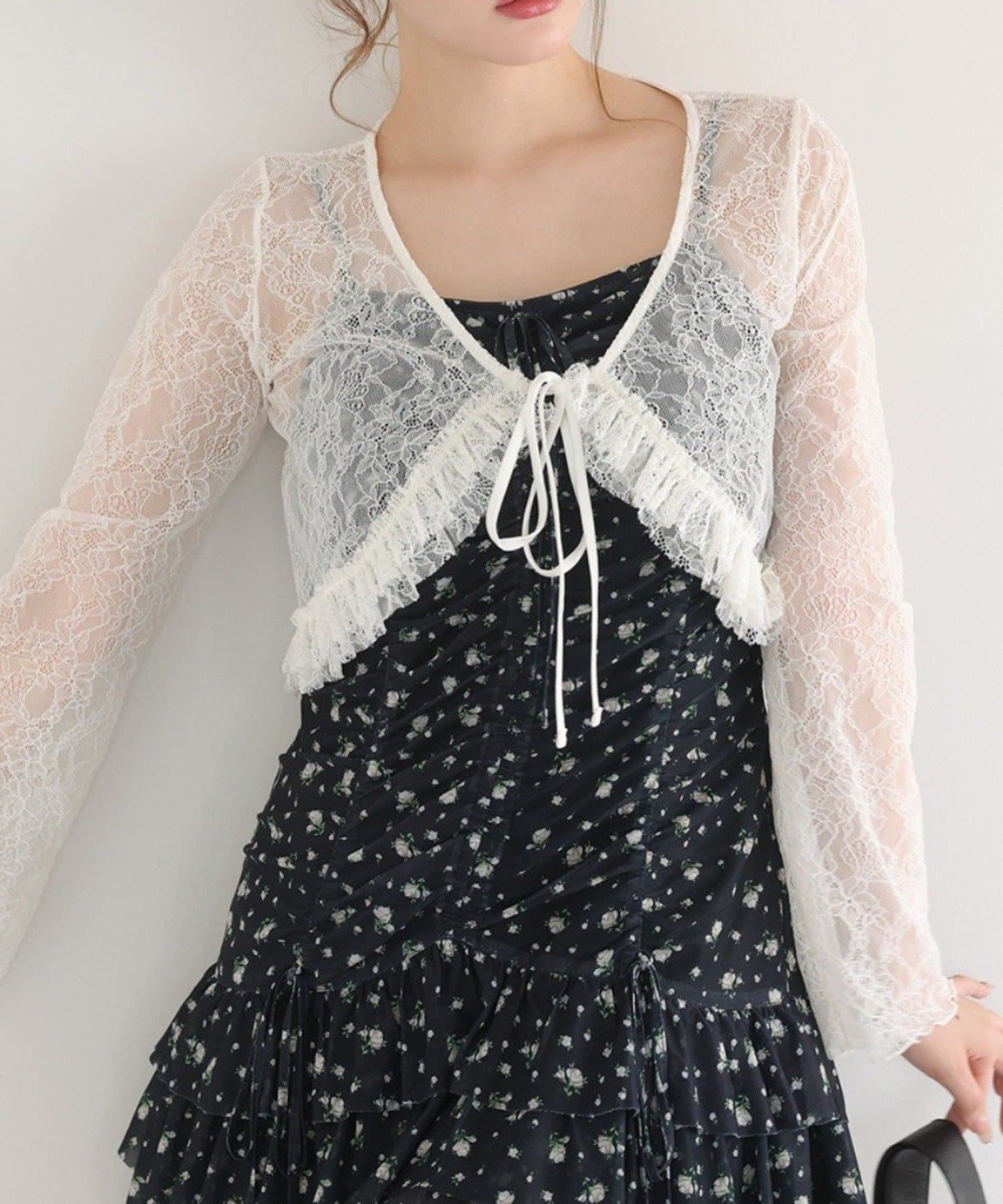 NICE CLAUP / OLIVE des OLIVE OUTLET(ナイスクラップ  / オリーブ デ オリーブ アウトレット) 【one after another】レースハオリ