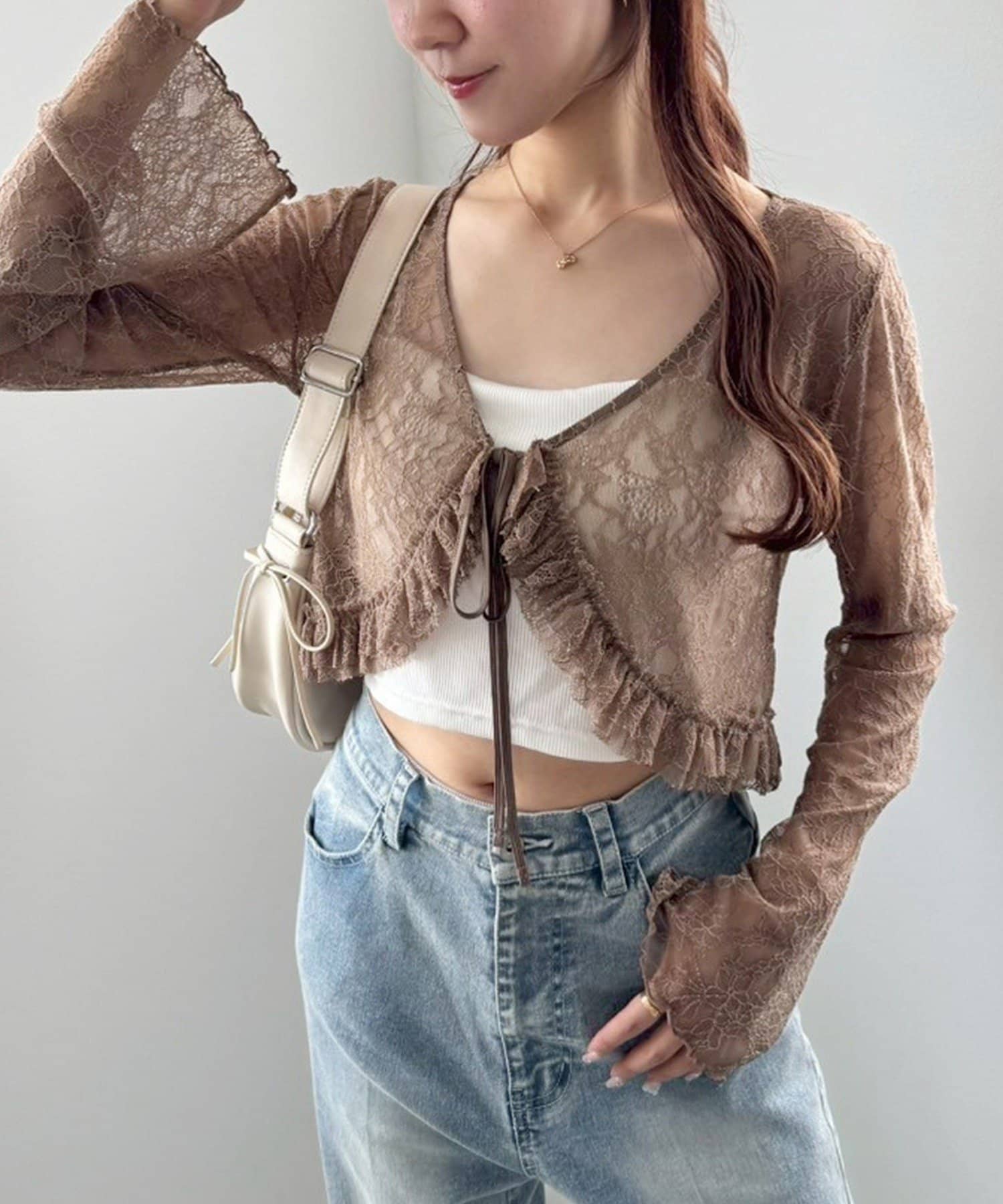 NICE CLAUP / OLIVE des OLIVE OUTLET(ナイスクラップ  / オリーブ デ オリーブ アウトレット) 【one after another】レースハオリ