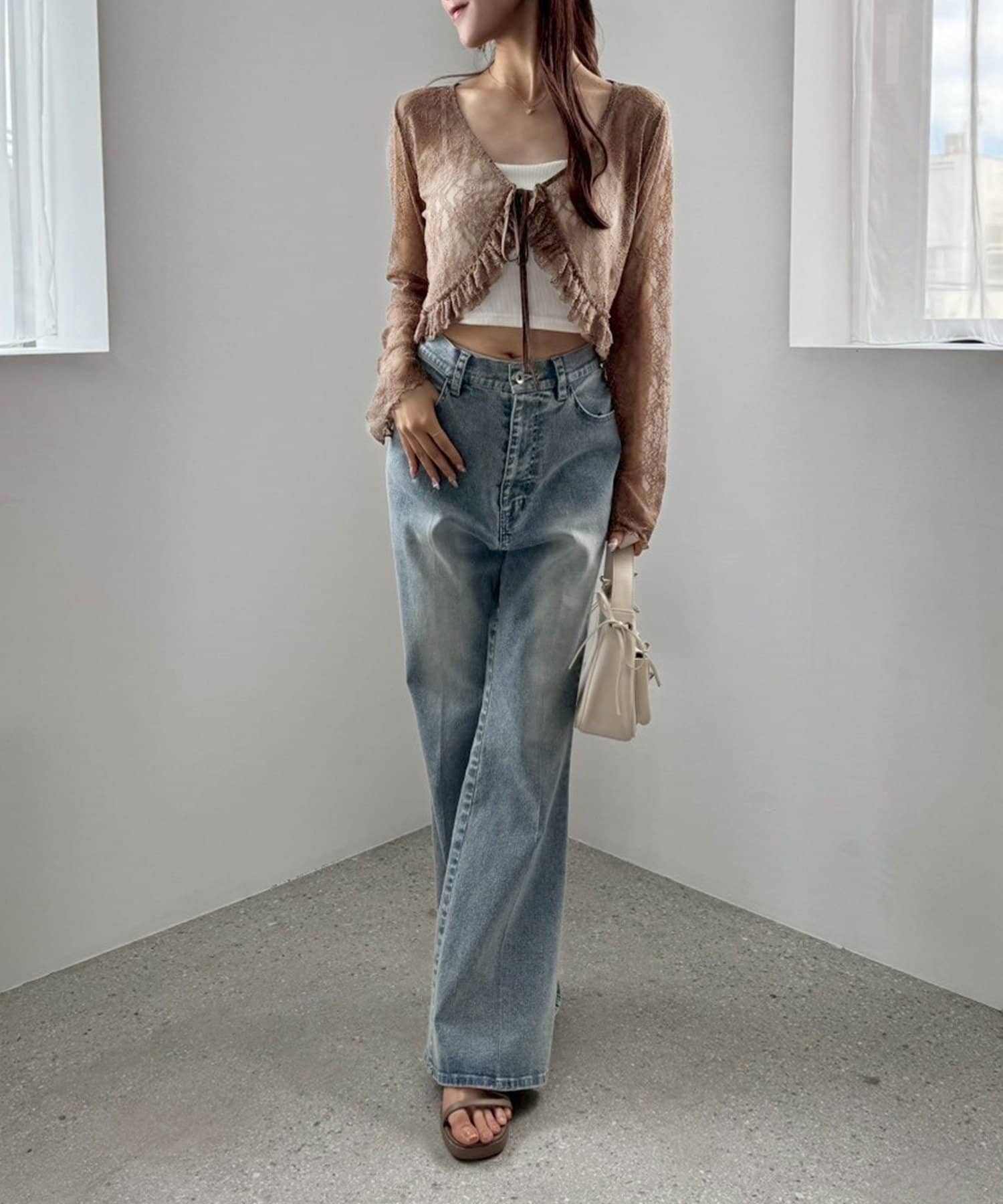 NICE CLAUP / OLIVE des OLIVE OUTLET(ナイスクラップ  / オリーブ デ オリーブ アウトレット) 【one after another】レースハオリ