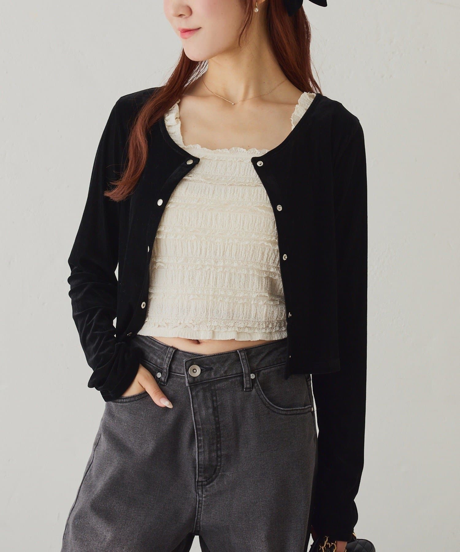 NICE CLAUP / OLIVE des OLIVE OUTLET(ナイスクラップ  / オリーブ デ オリーブ アウトレット) 【one after another】レースインナーセット羽織