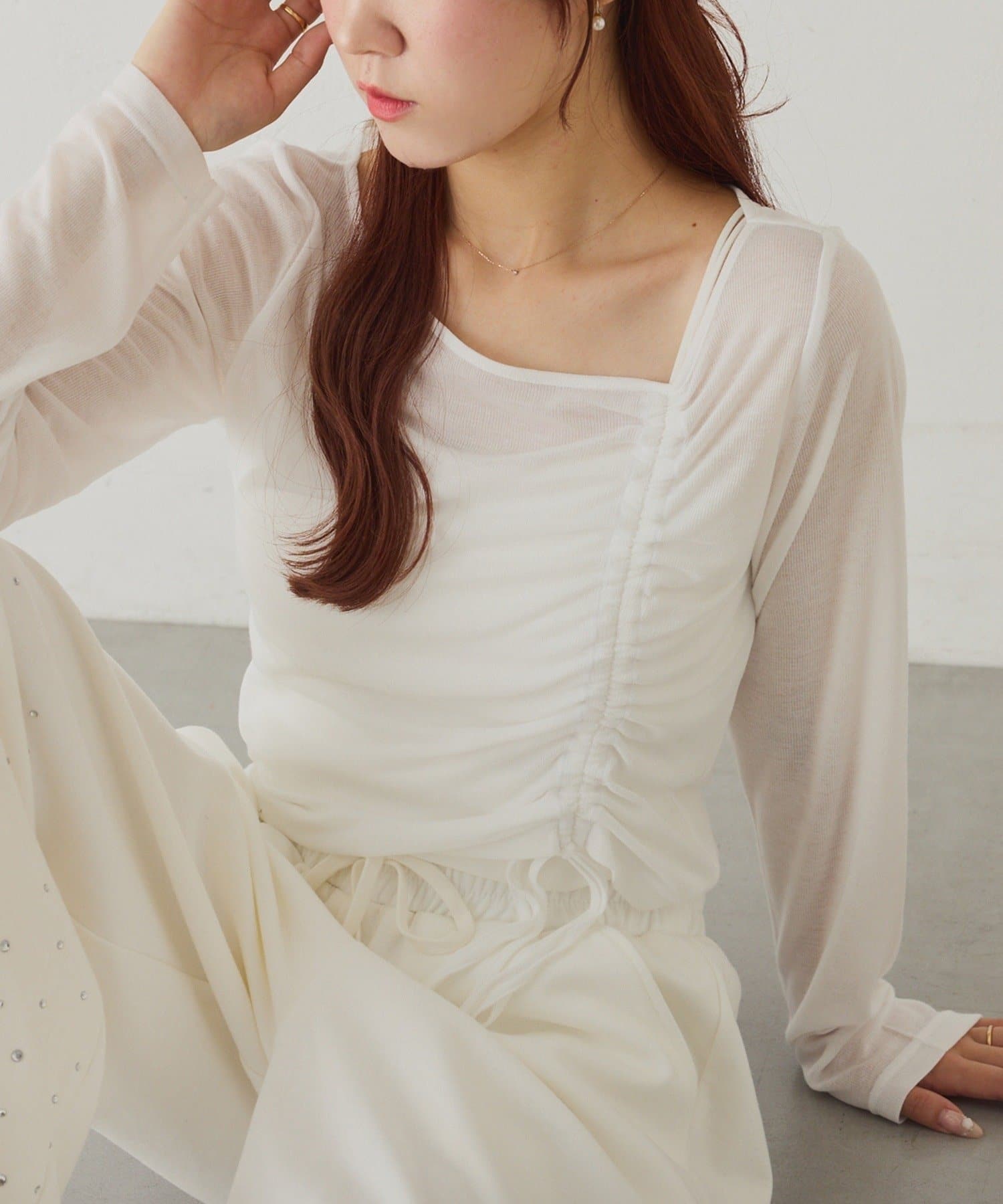 NICE CLAUP / OLIVE des OLIVE OUTLET(ナイスクラップ  / オリーブ デ オリーブ アウトレット) 【one after another】インナーセットドロストトップス