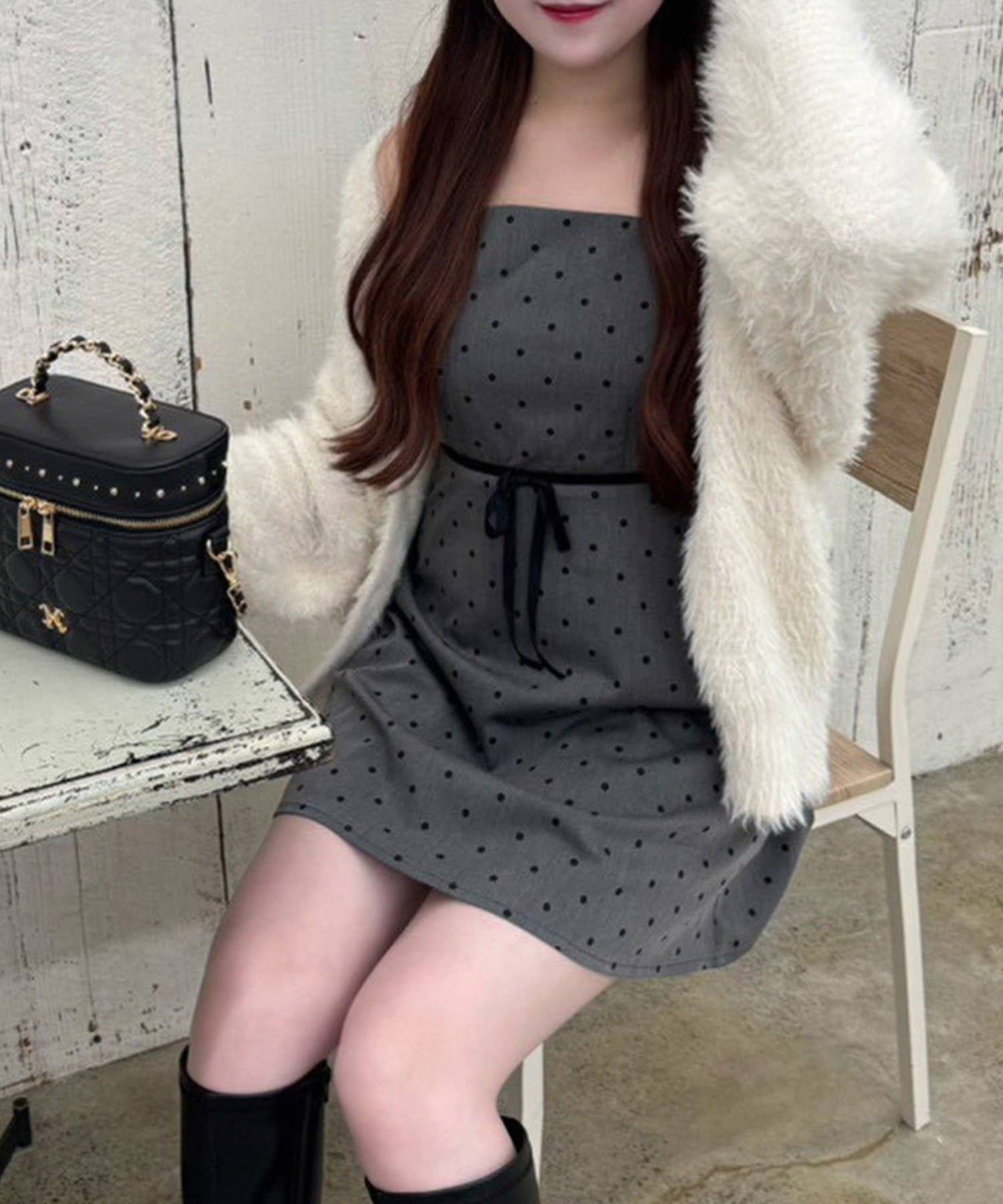 NICE CLAUP / OLIVE des OLIVE OUTLET(ナイスクラップ  / オリーブ デ オリーブ アウトレット) 【one after another】後ろレースアップキャミワンピ