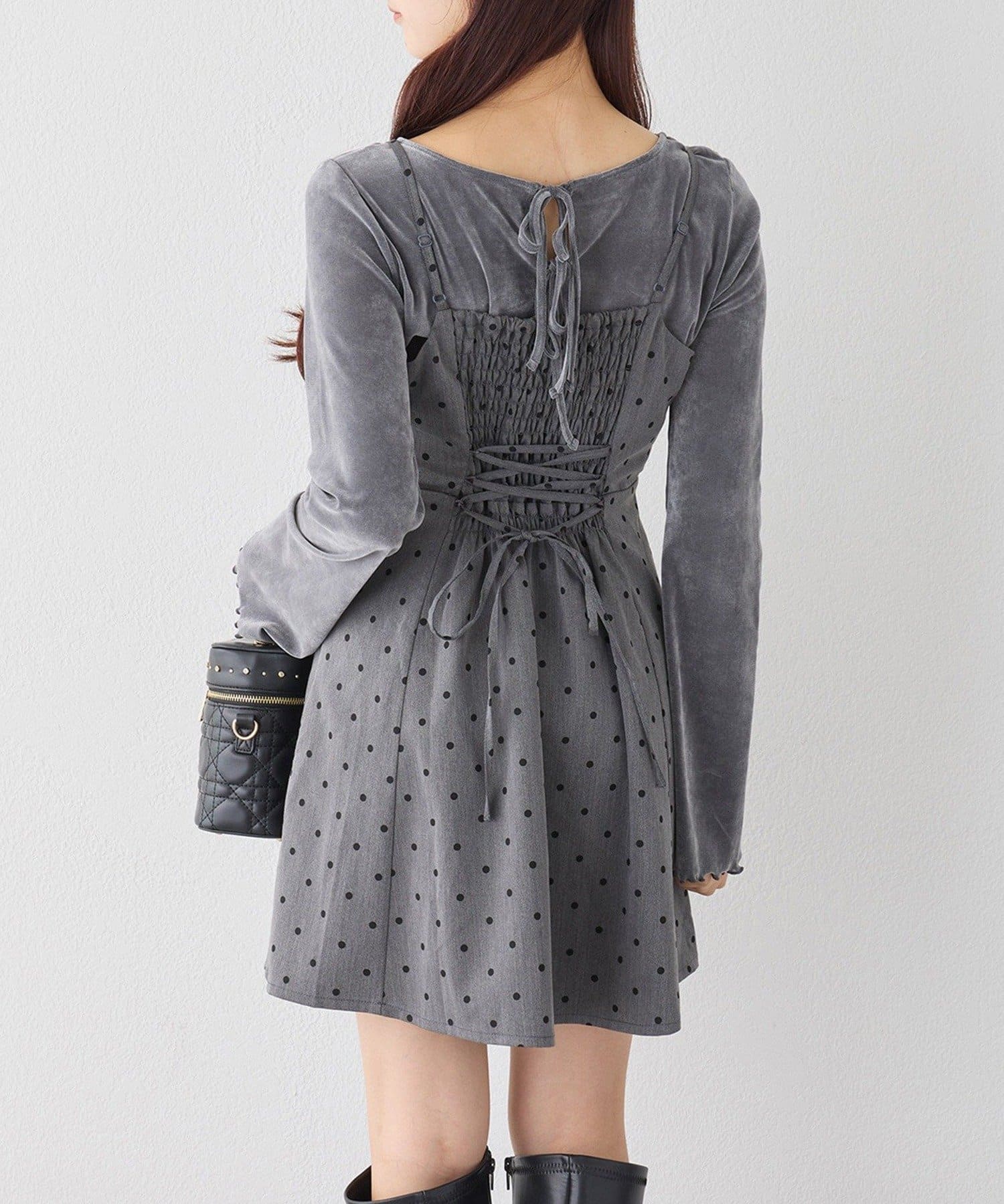 NICE CLAUP / OLIVE des OLIVE OUTLET(ナイスクラップ  / オリーブ デ オリーブ アウトレット) 【one after another】後ろレースアップキャミワンピ