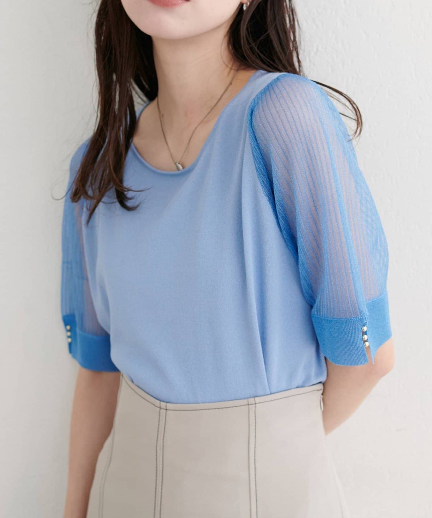 NICE CLAUP / OLIVE des OLIVE OUTLET(ナイスクラップ  / オリーブ デ オリーブ アウトレット) 【natural couture】シアーリブ袖メタル釦ニット