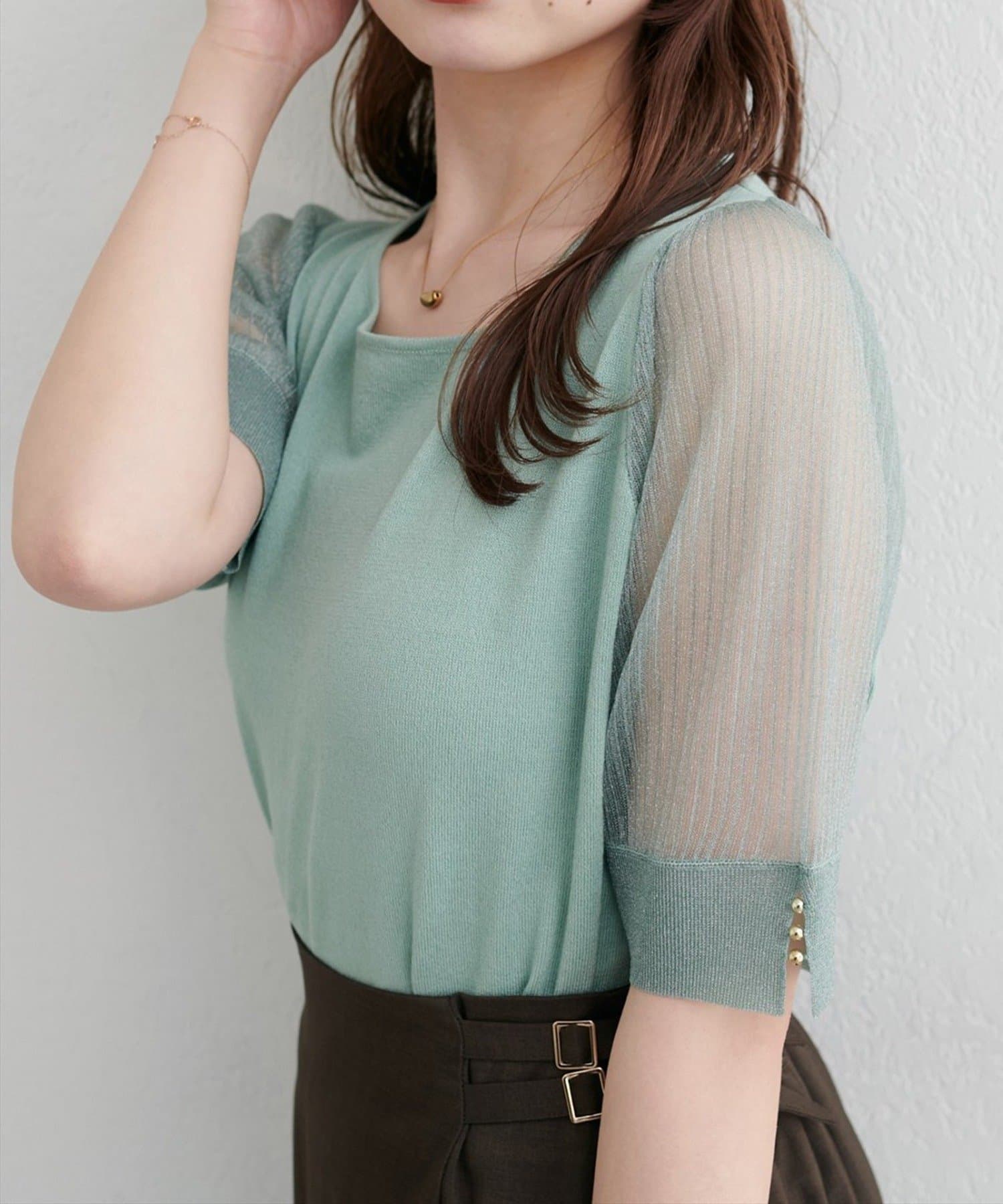 NICE CLAUP / OLIVE des OLIVE OUTLET(ナイスクラップ  / オリーブ デ オリーブ アウトレット) 【natural couture】シアーリブ袖メタル釦ニット