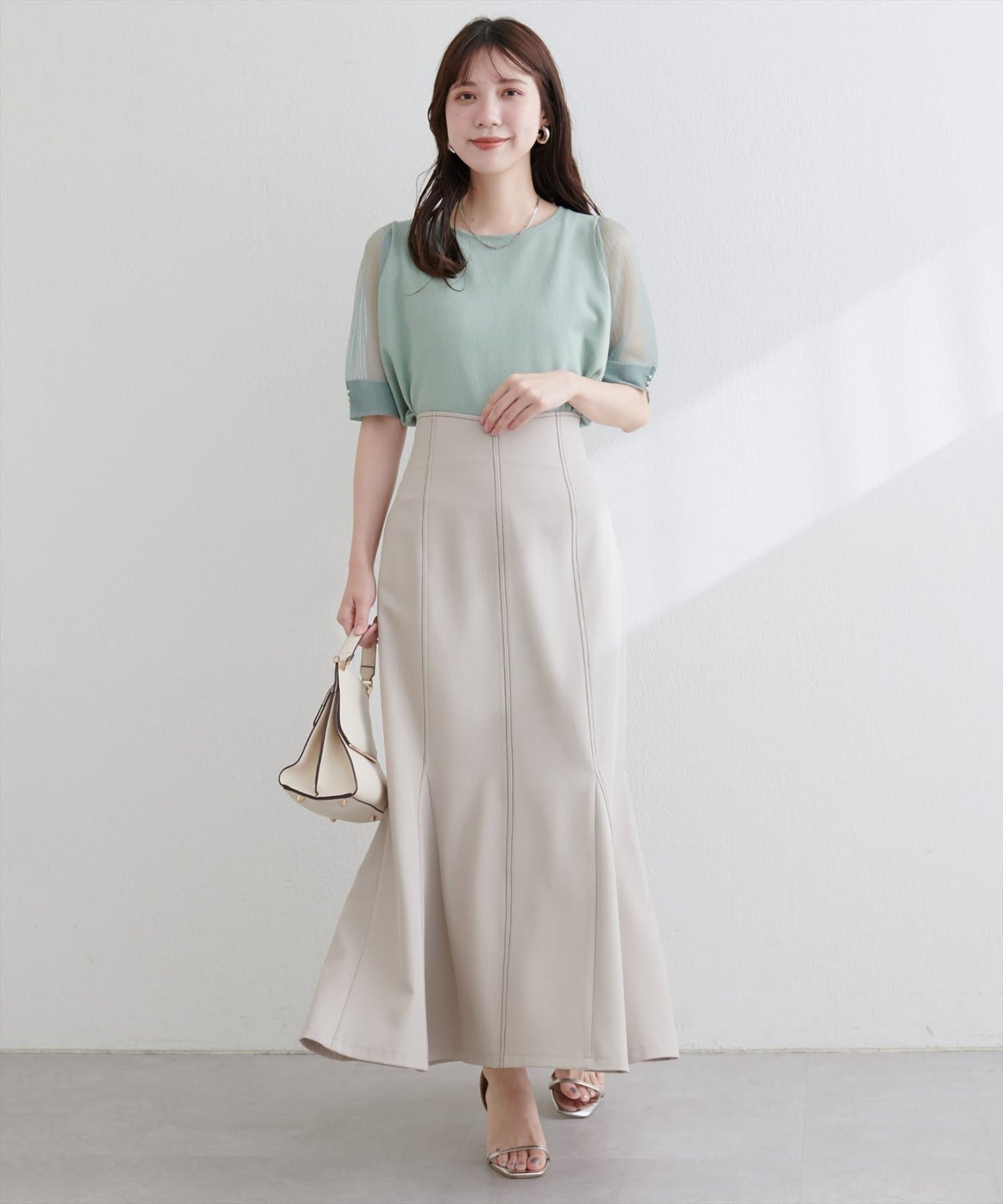 NICE CLAUP / OLIVE des OLIVE OUTLET(ナイスクラップ  / オリーブ デ オリーブ アウトレット) 【natural couture】シアーリブ袖メタル釦ニット