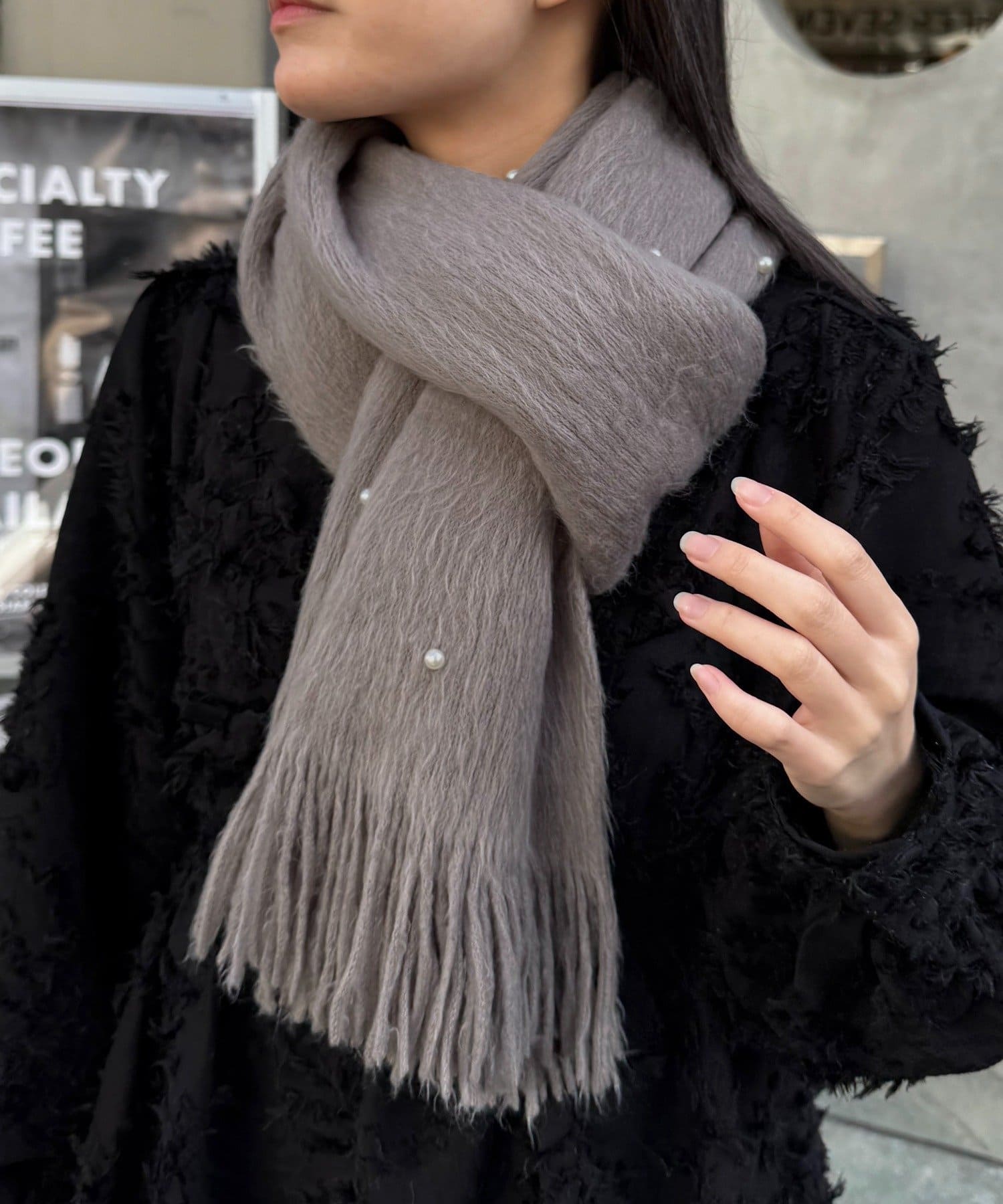 Lattice(ラティス) パール付きマフラー