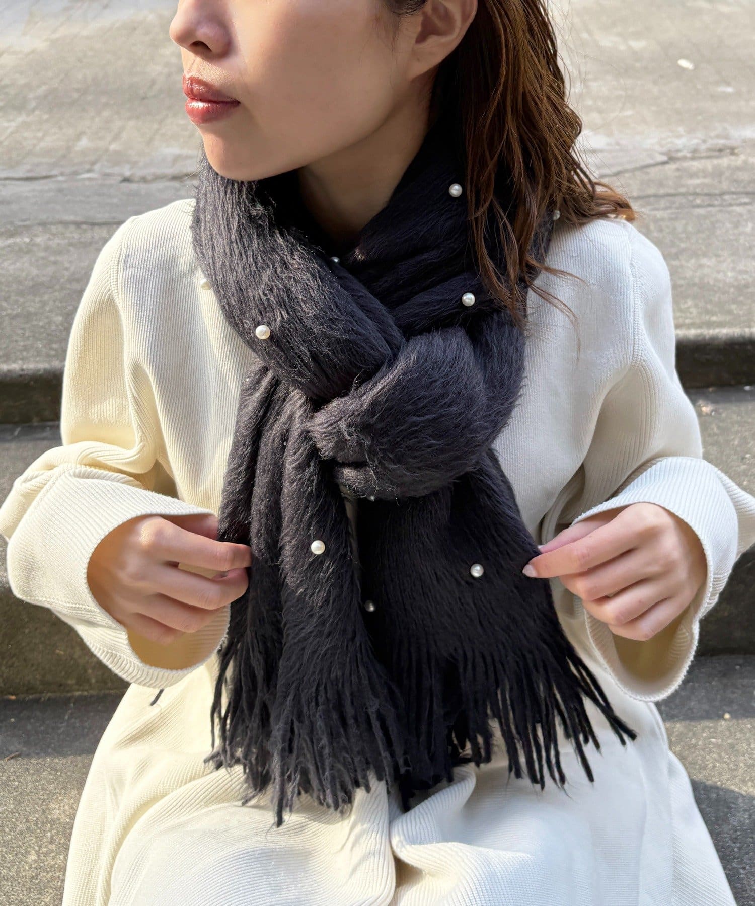 Lattice(ラティス) パール付きマフラー