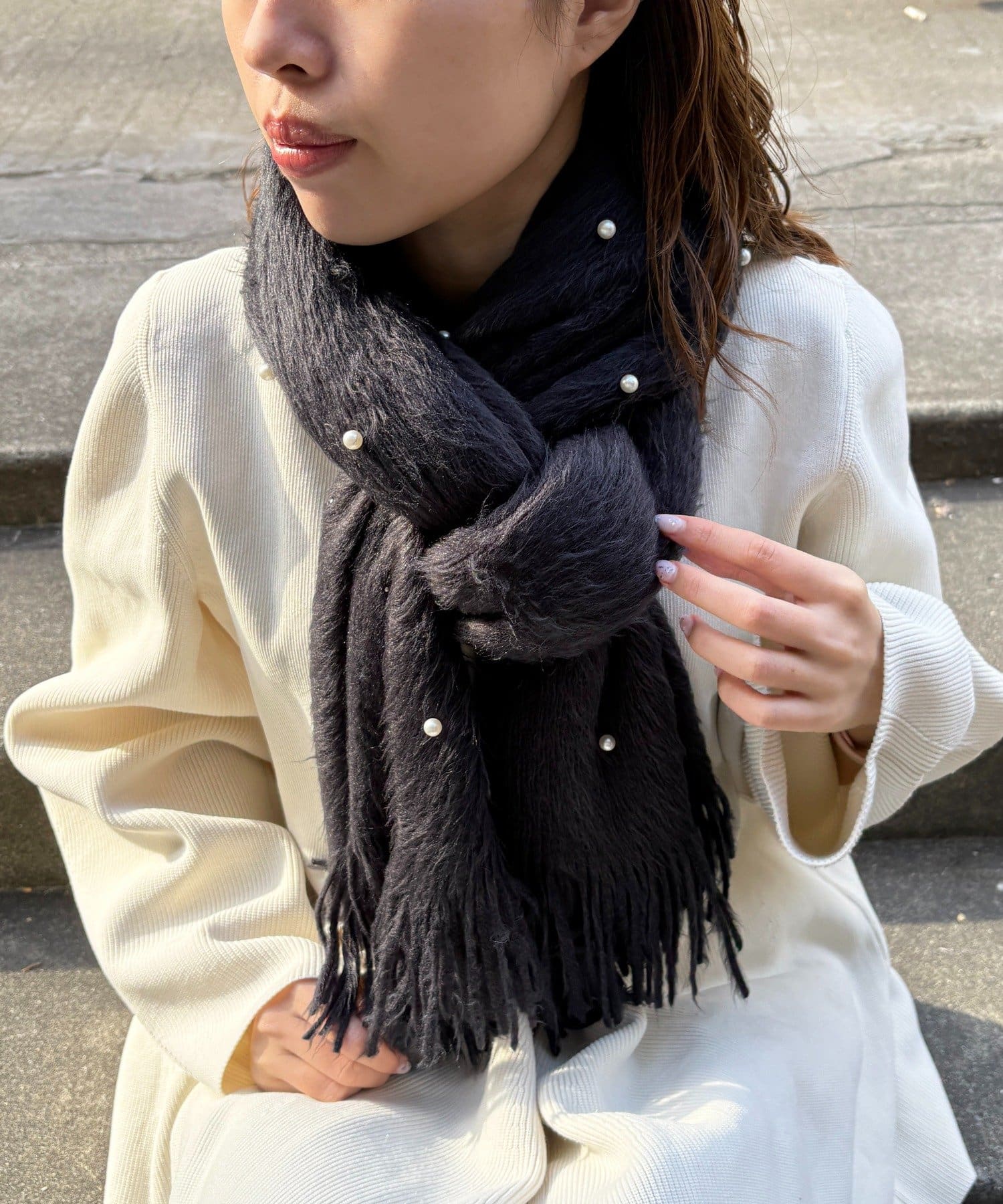 Lattice(ラティス) パール付きマフラー