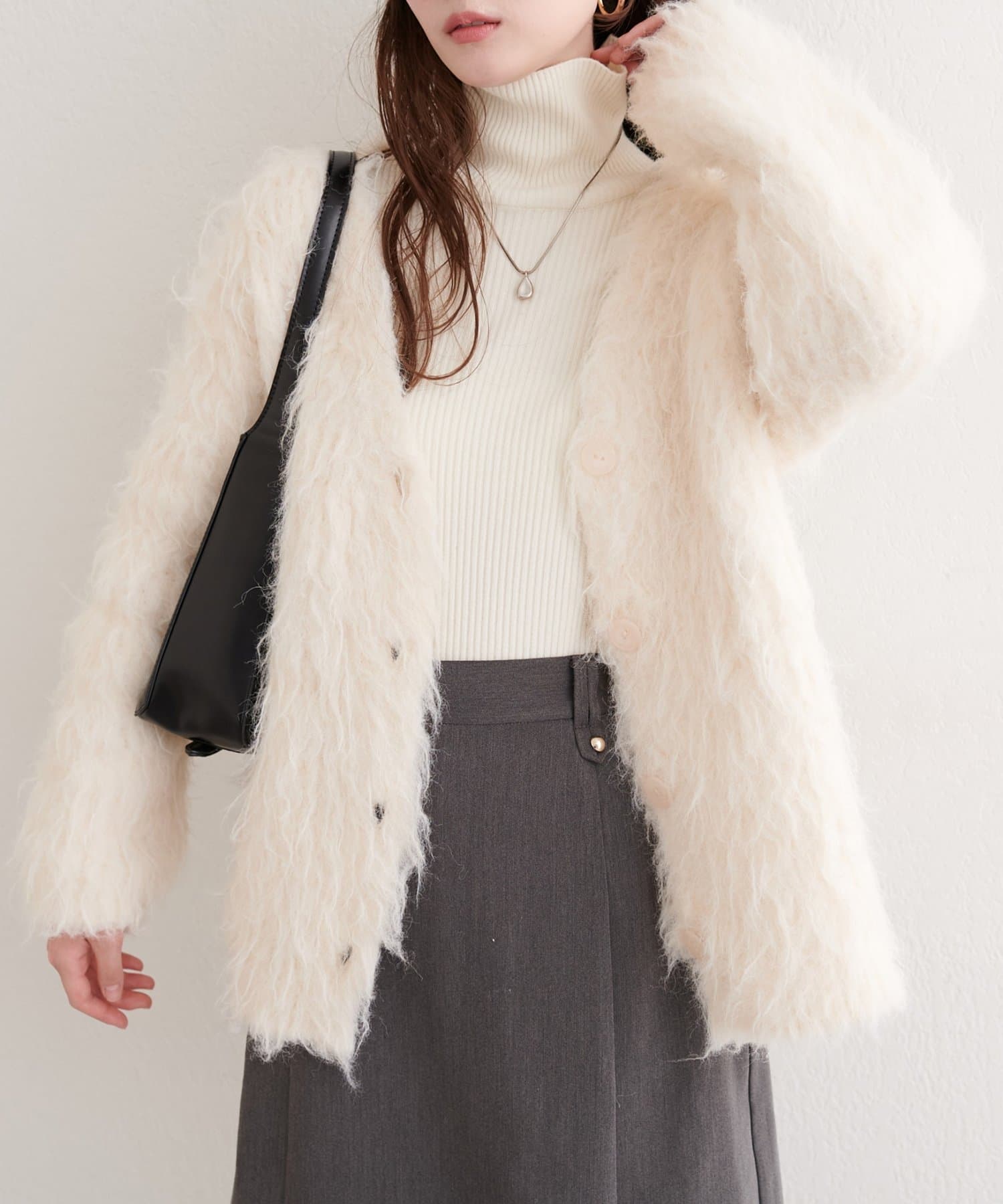 natural couture(ナチュラルクチュール) 【Mychoiceset対象】シャギーカーデ