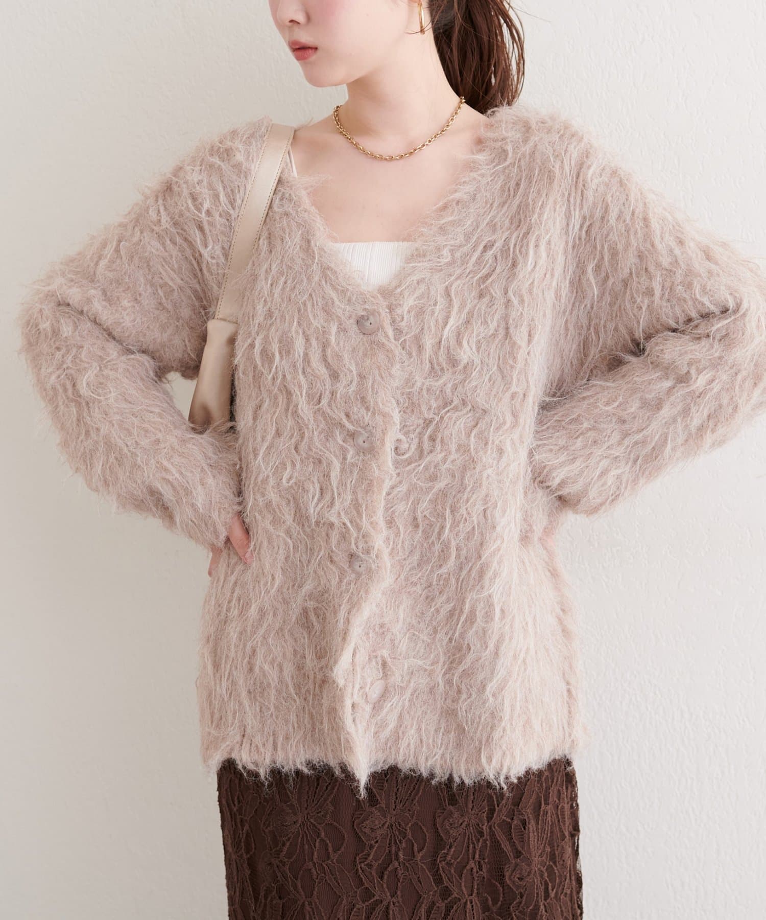 natural couture(ナチュラルクチュール) 【Mychoiceset対象】シャギーカーデ