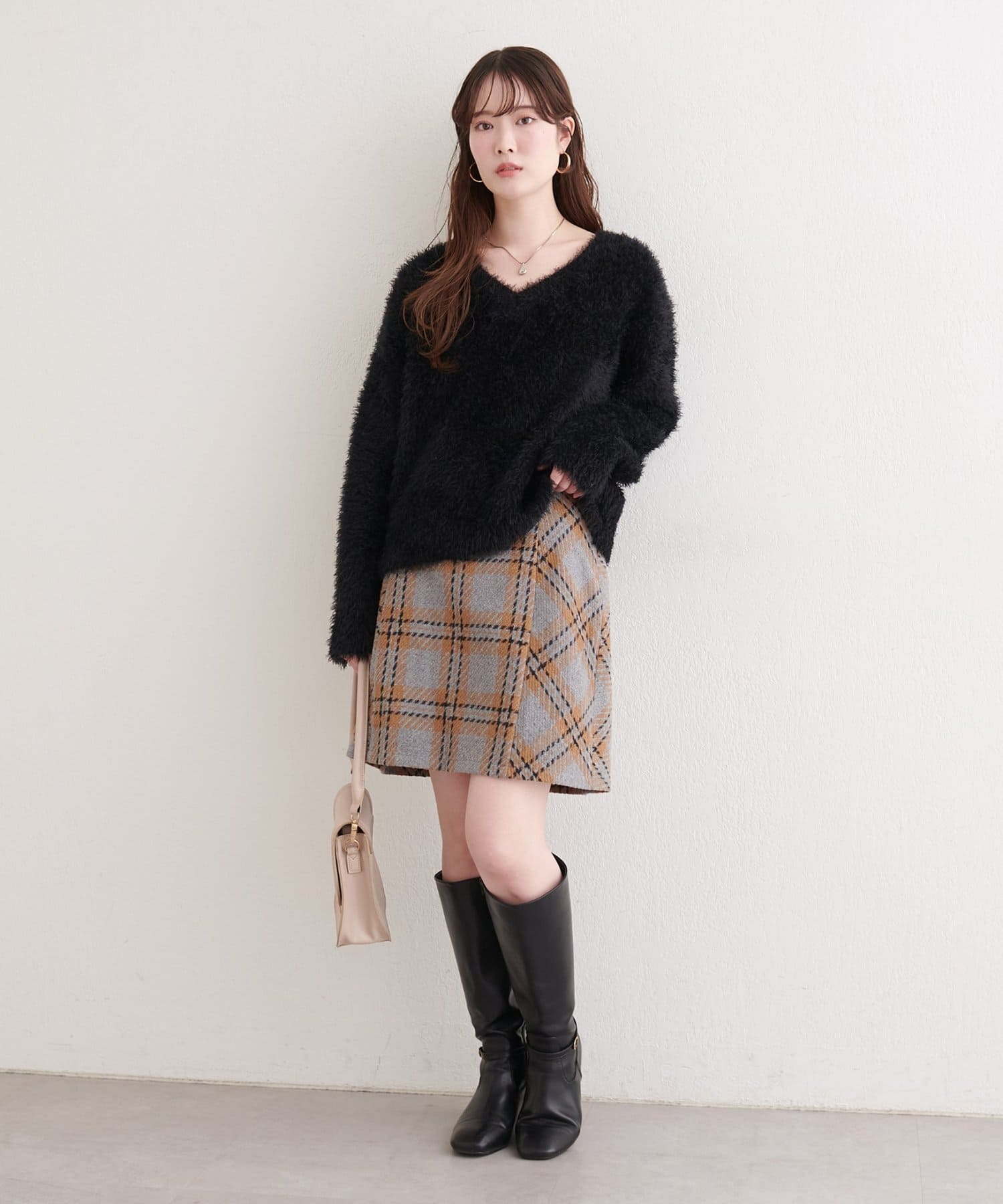 natural couture(ナチュラルクチュール) 【Mychoiceset対象】Vネックシャギーニットプルオーバー