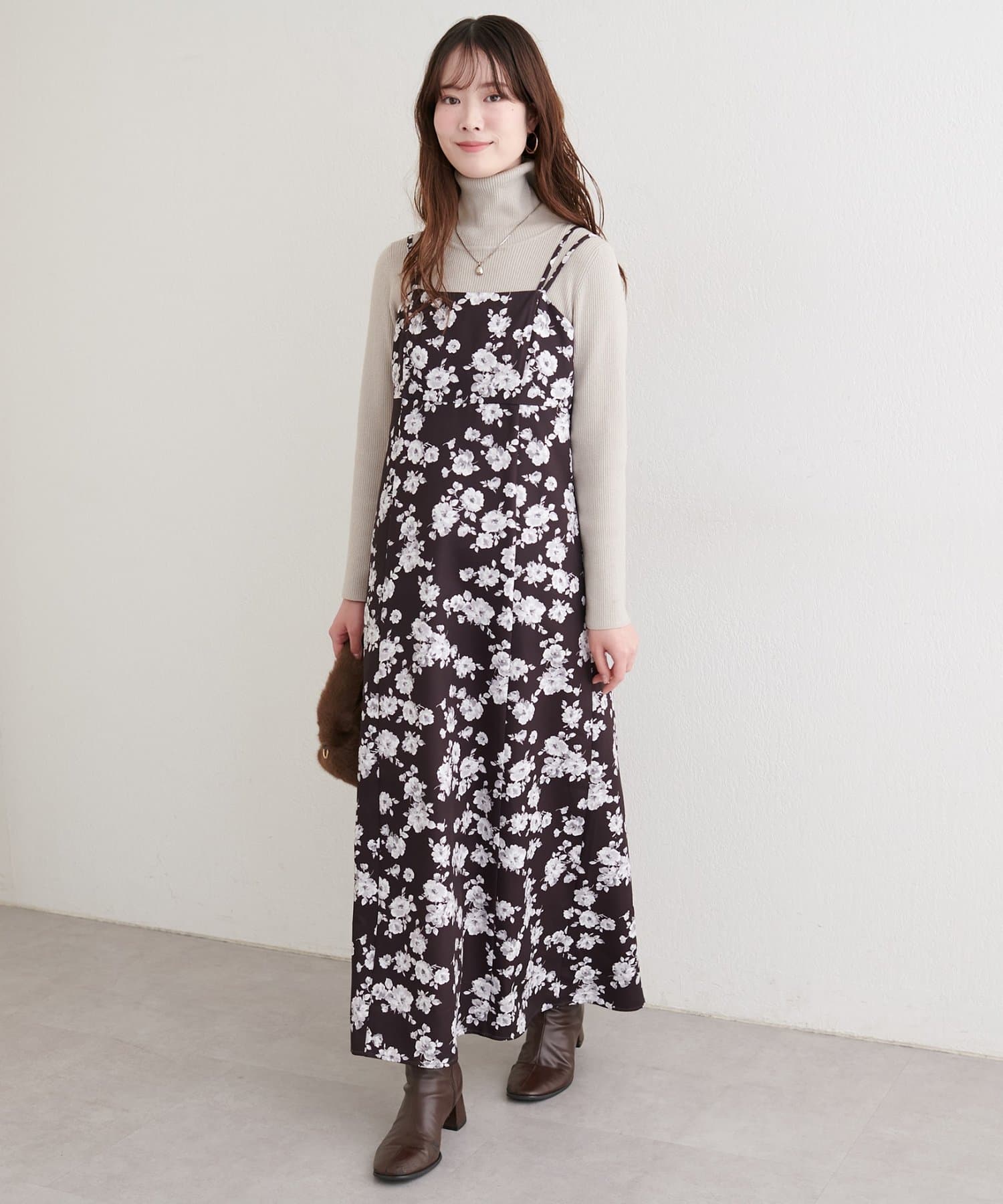 natural couture(ナチュラルクチュール) 【パルクロ限定】【Mychoiceset対象】オリジナル柄キャミワンピース