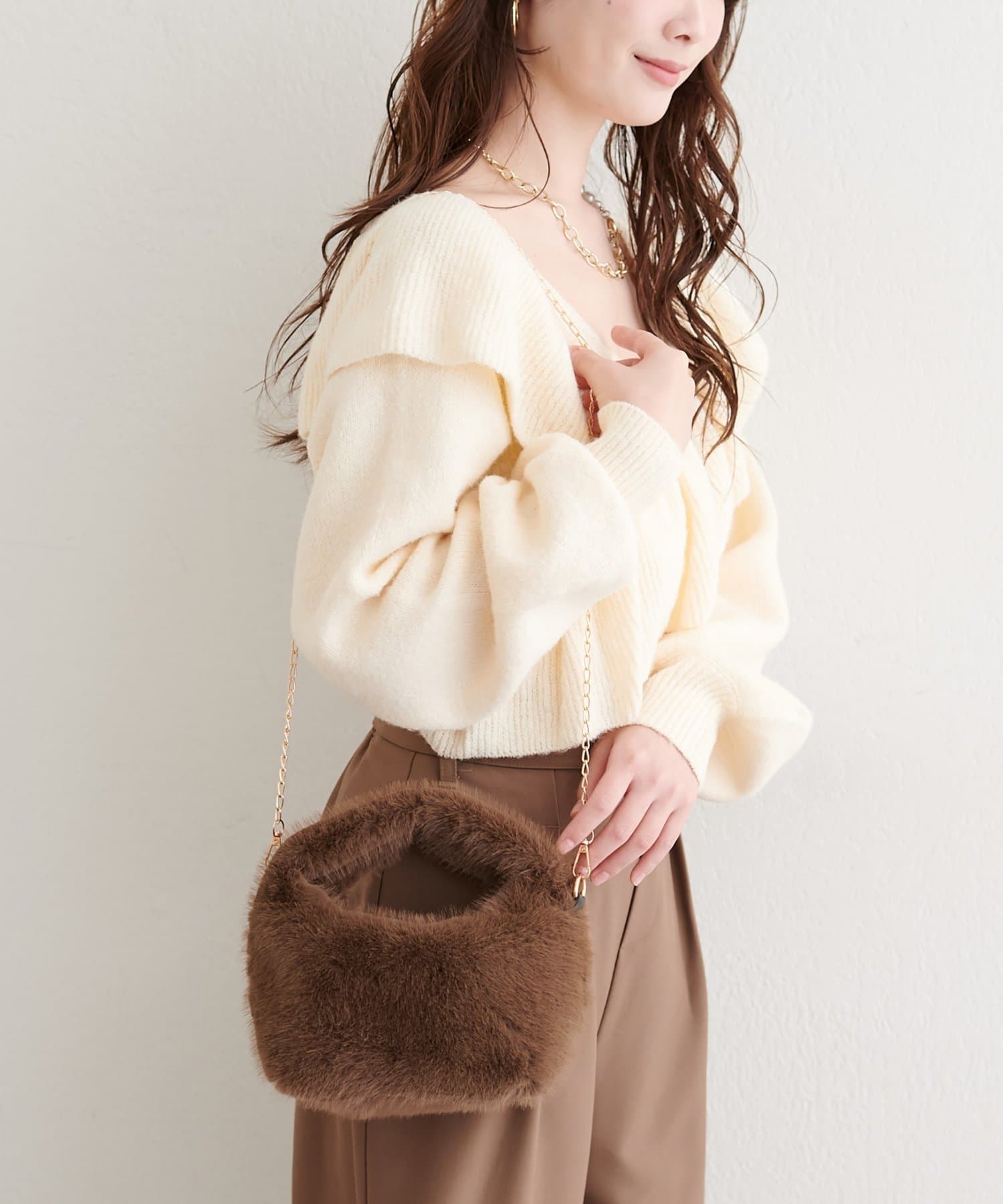 natural couture(ナチュラルクチュール) 【パルクロ限定】【Mychoiceset対象】ショルダー付きフェイクファーＢＡＧ