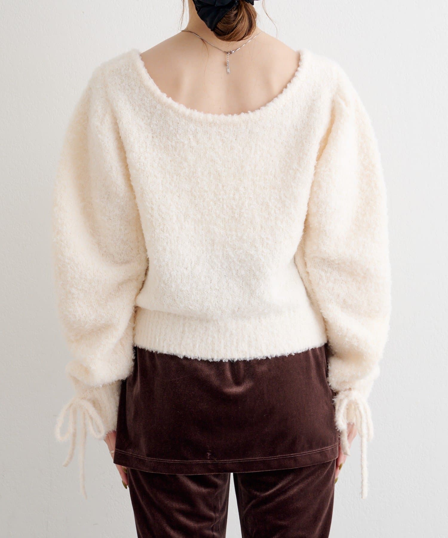 Kastane(カスタネ) B リボンマトンスリーブニット