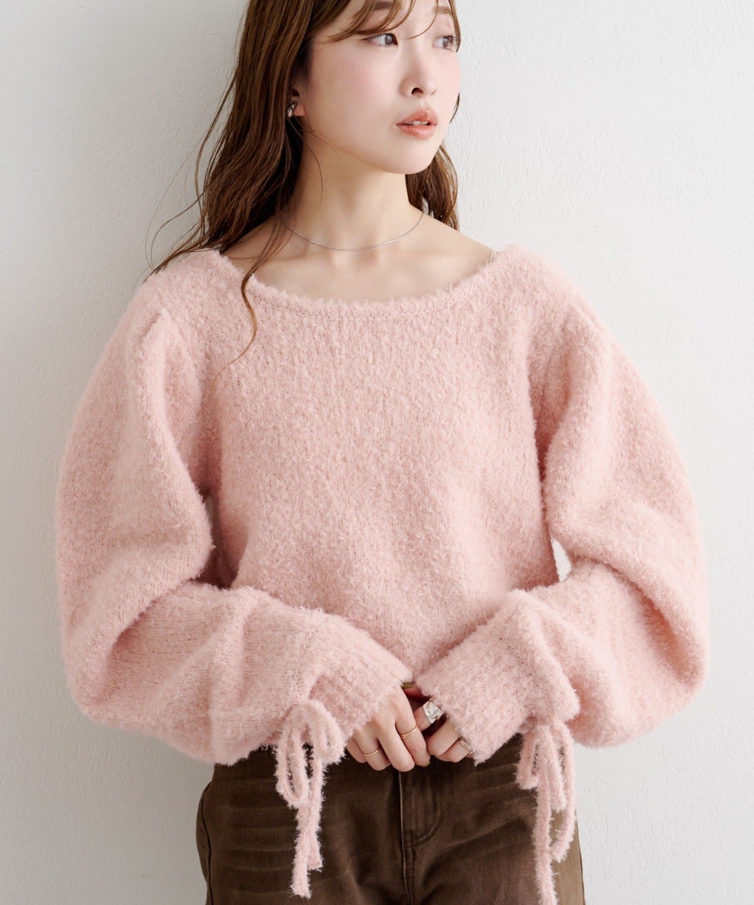 Kastane(カスタネ) B リボンマトンスリーブニット