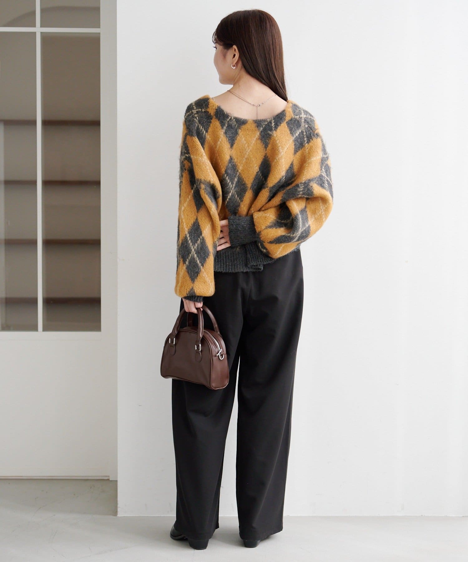 Kastane(カスタネ) アーガイル起毛ニットカーディガン