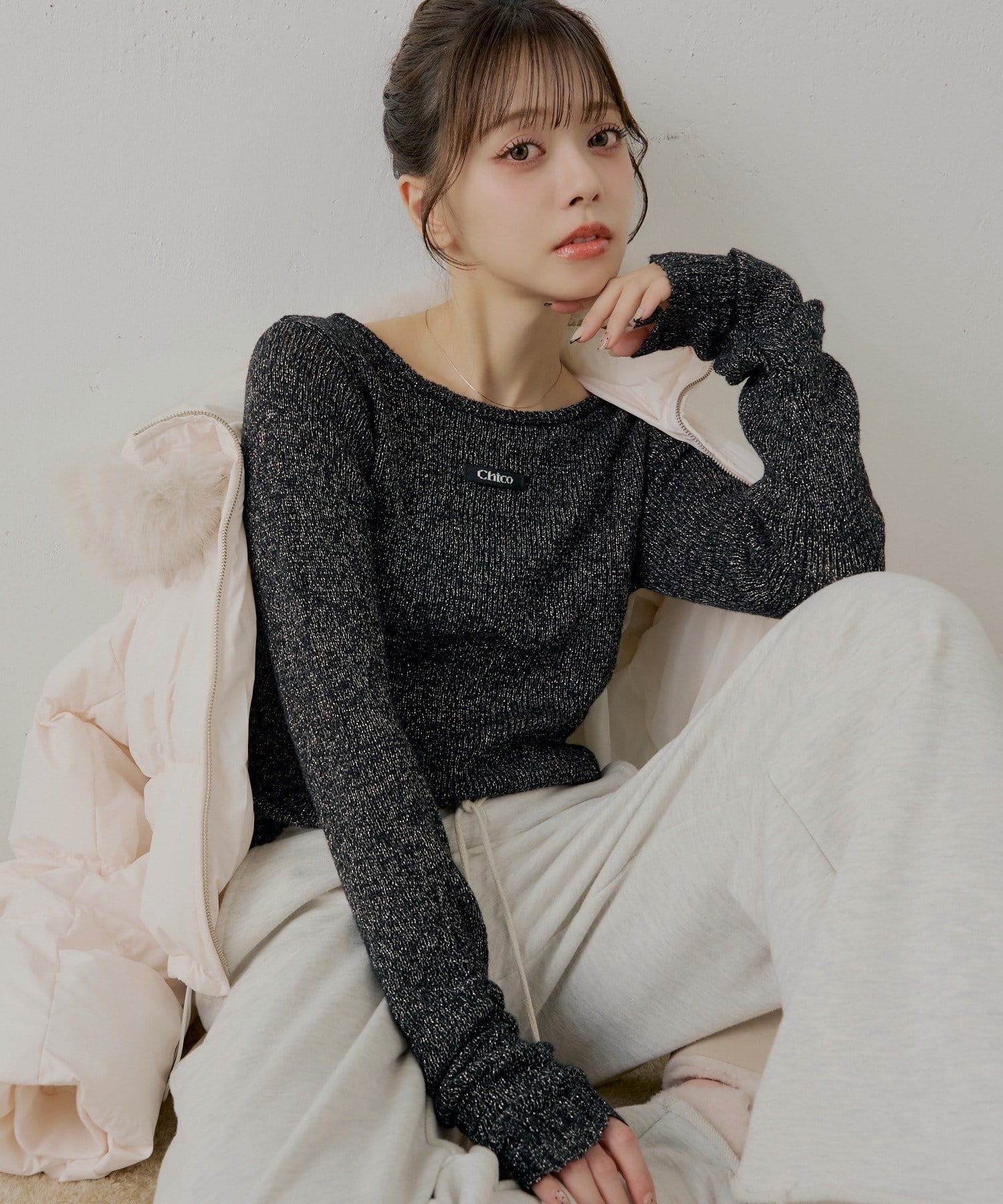 Chico(チコ) ラメシアーコンパクトニット