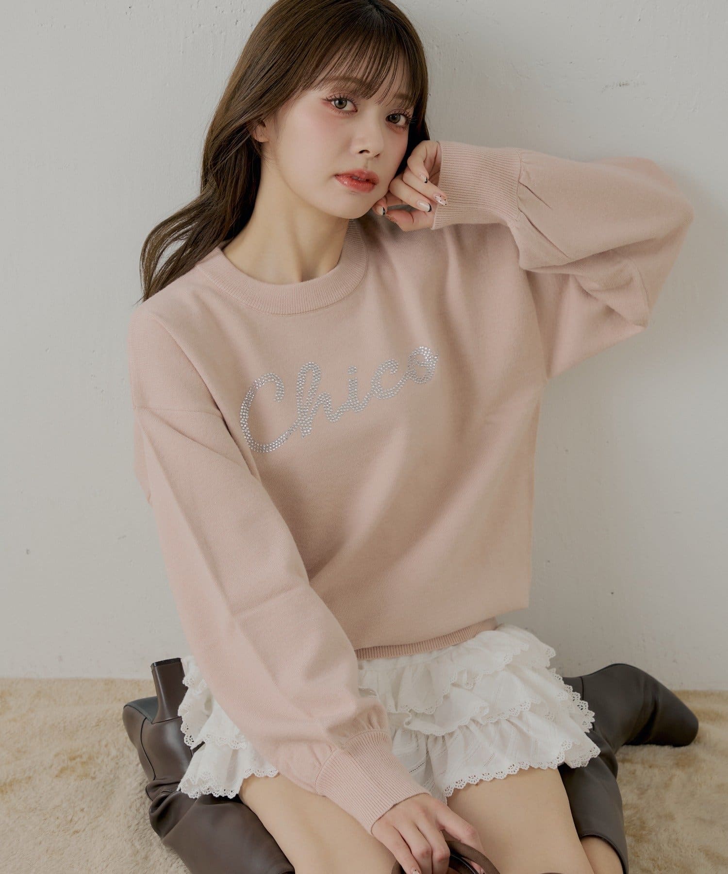 Chico(チコ) ラインストーンロゴニット