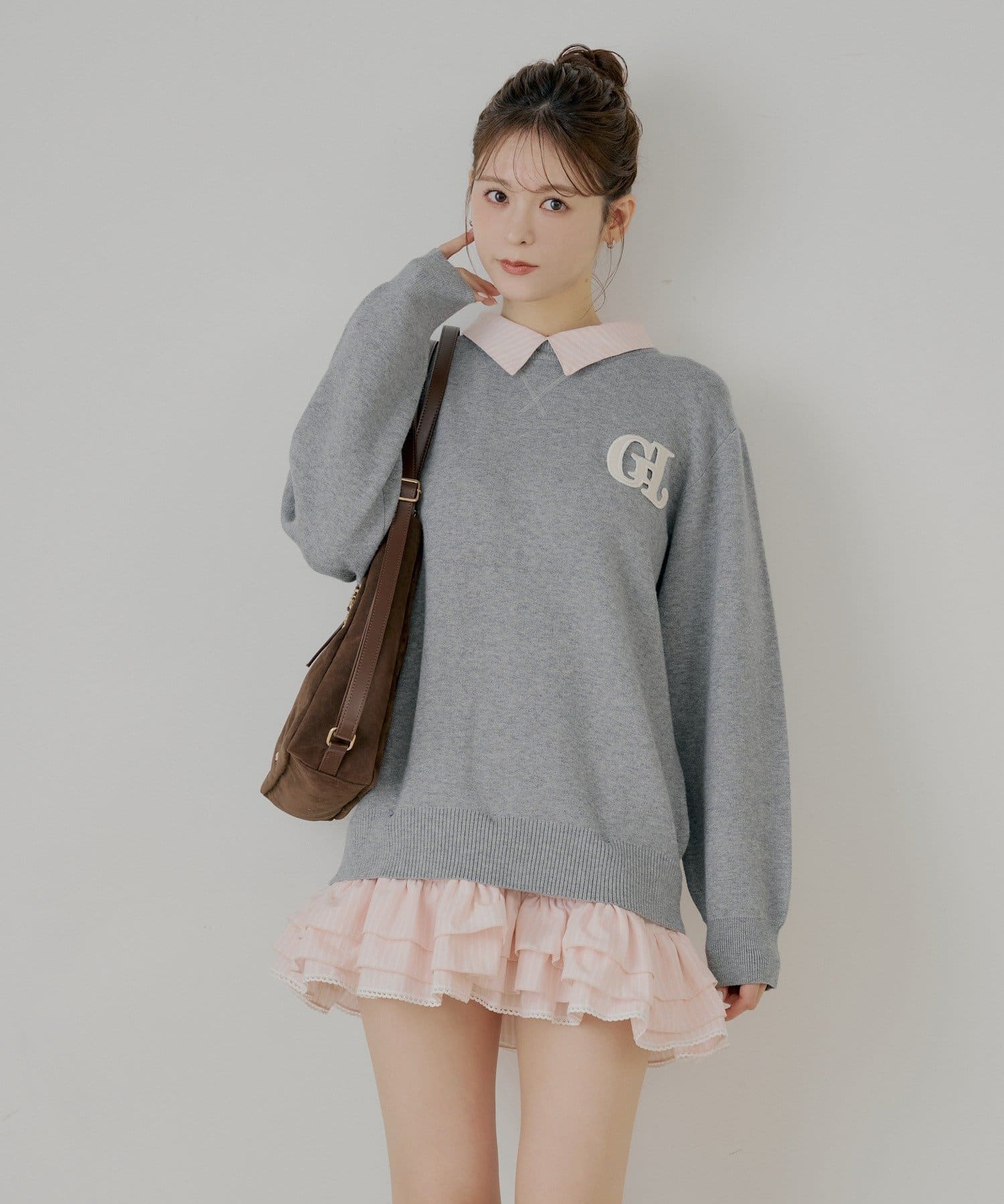 Chico(チコ) 【マルチway】シャツレイヤードニットワンピース